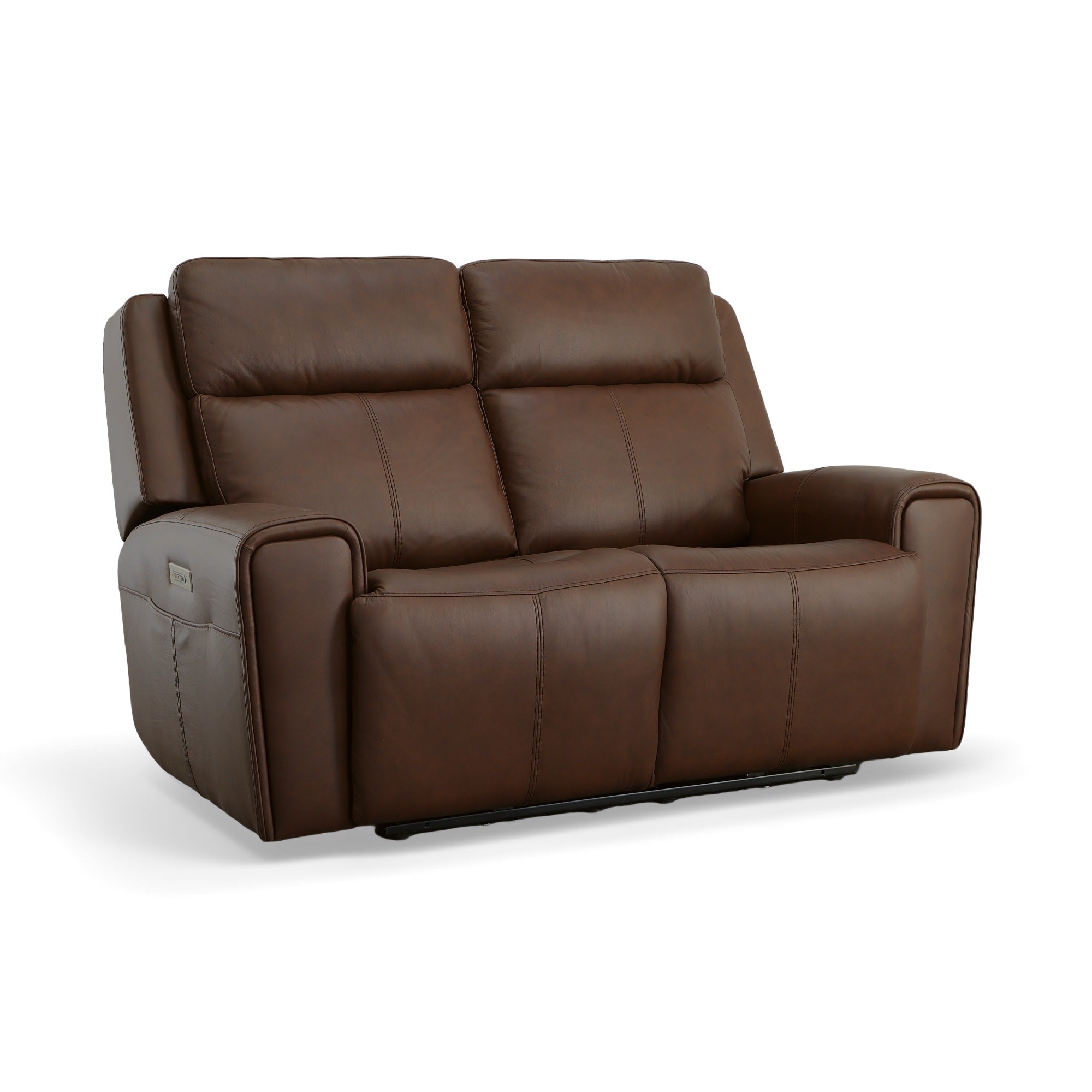 Barnett Leather Power Reclining Loveseat with Power Headrests & Lumbar