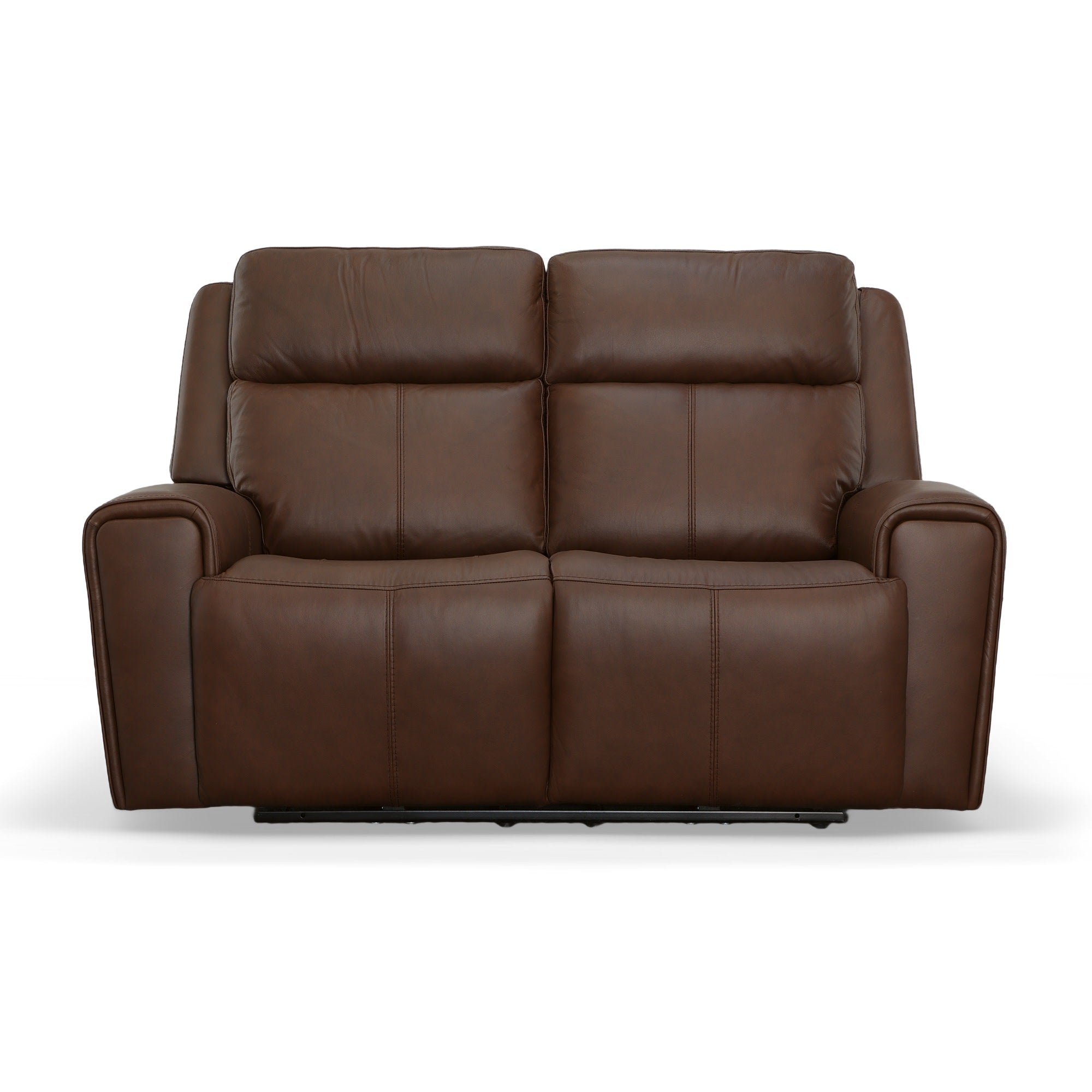 Barnett Leather Power Reclining Loveseat with Power Headrests & Lumbar