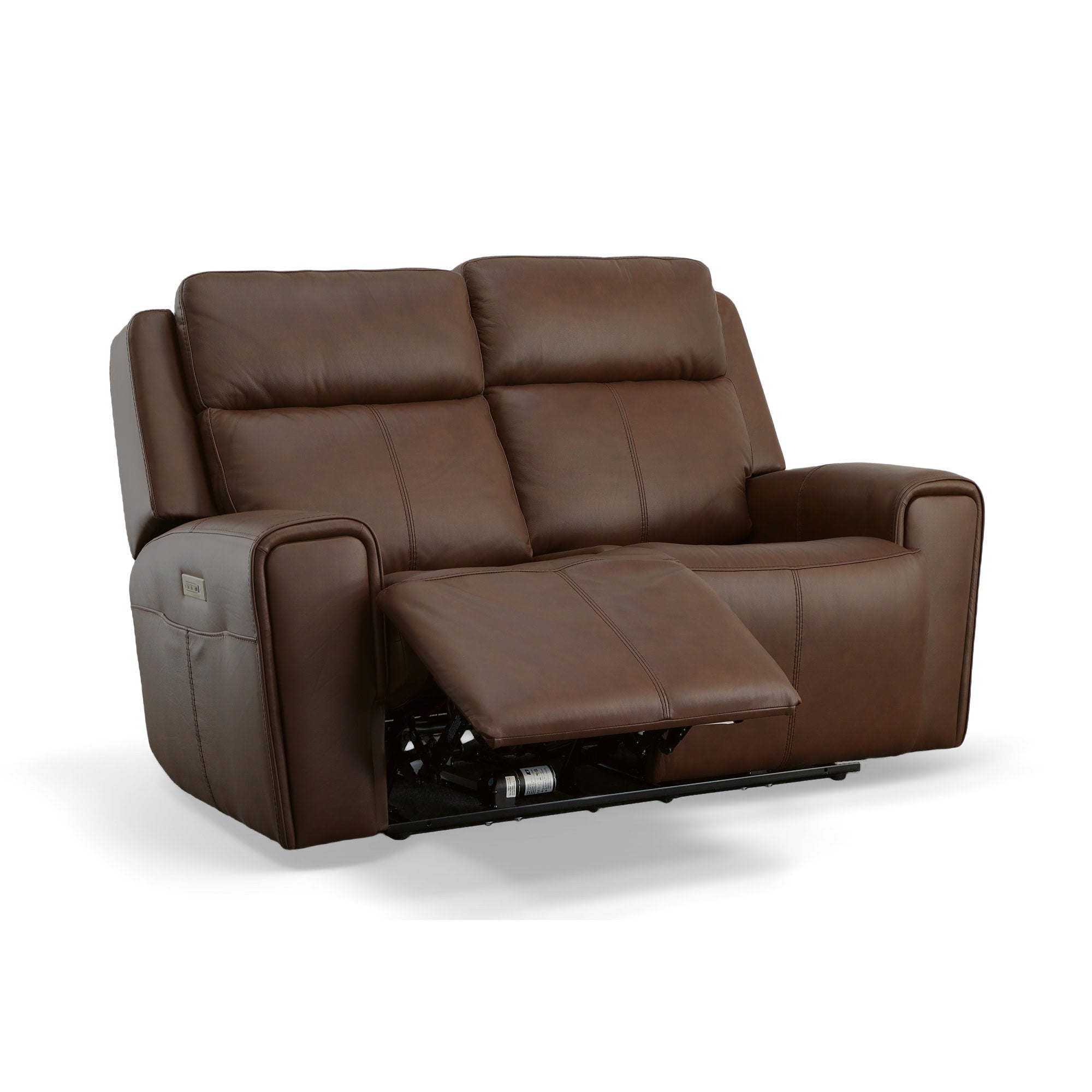 Barnett Leather Power Reclining Loveseat with Power Headrests & Lumbar