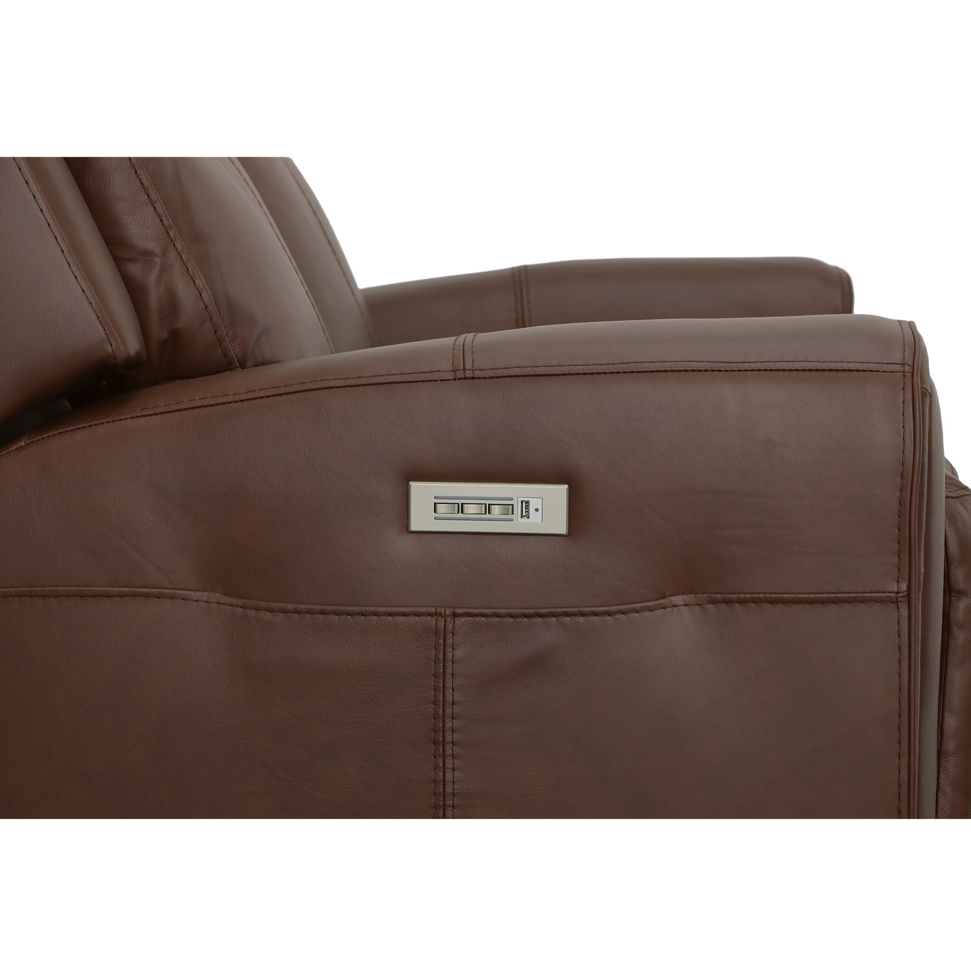 Barnett Leather Power Reclining Loveseat with Power Headrests & Lumbar