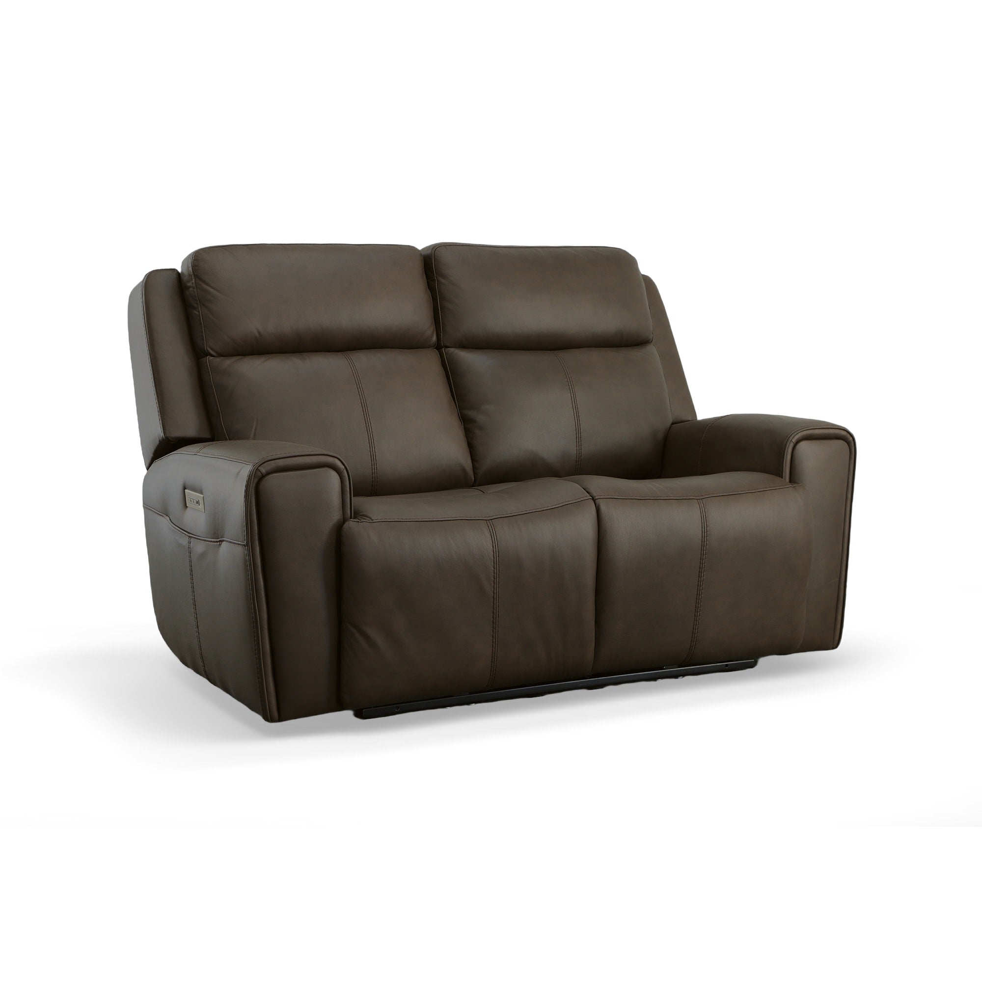 Barnett Leather Power Reclining Loveseat with Power Headrests & Lumbar