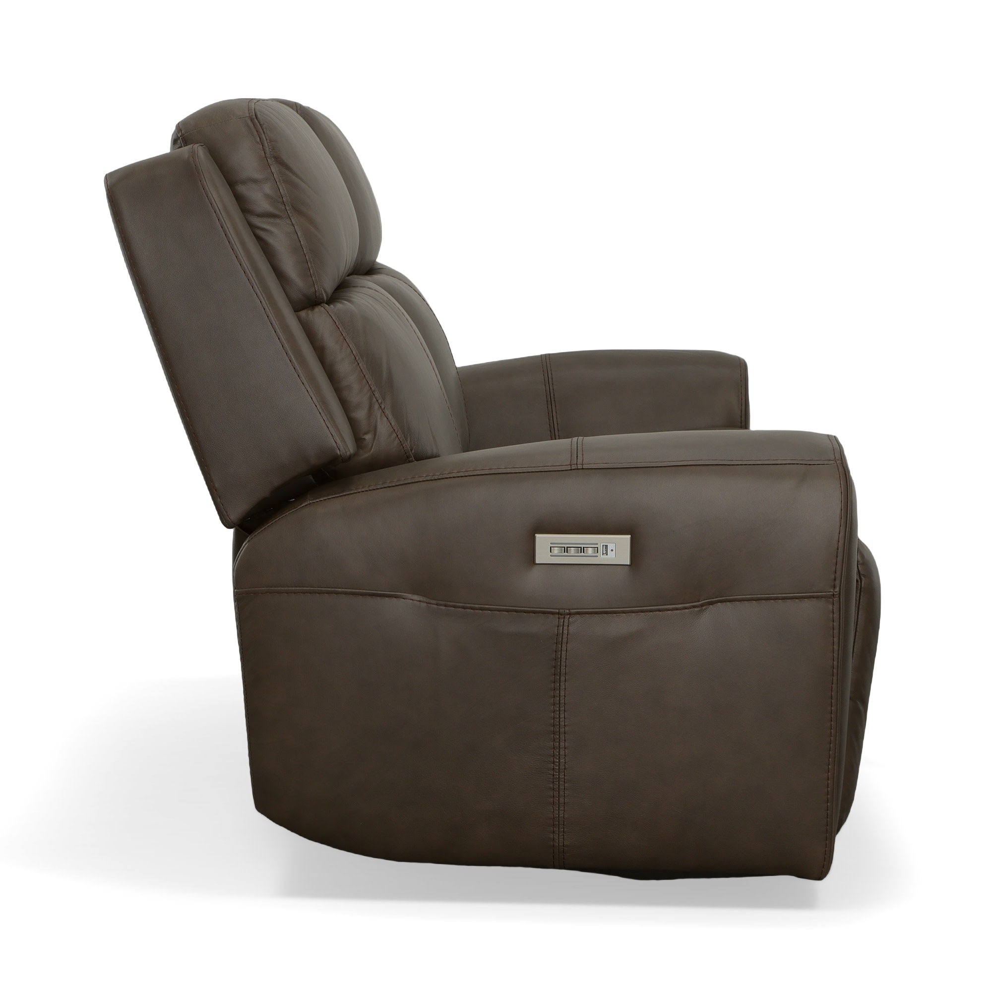 Barnett Leather Power Reclining Loveseat with Power Headrests & Lumbar