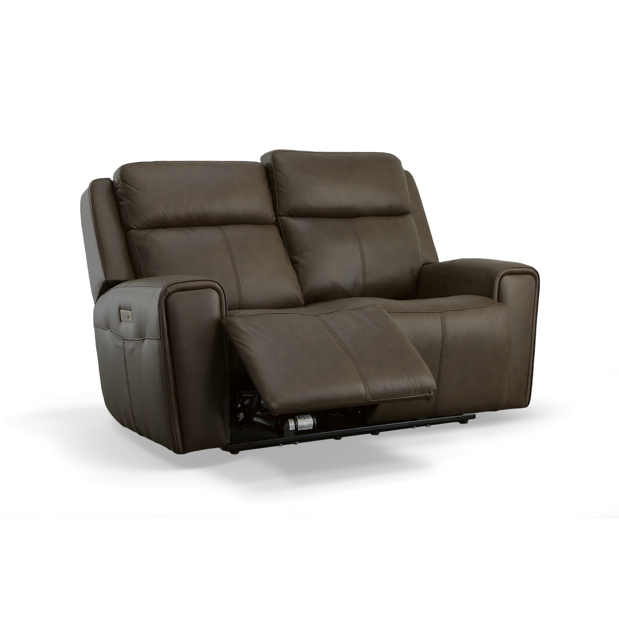 Barnett Leather Power Reclining Loveseat with Power Headrests & Lumbar