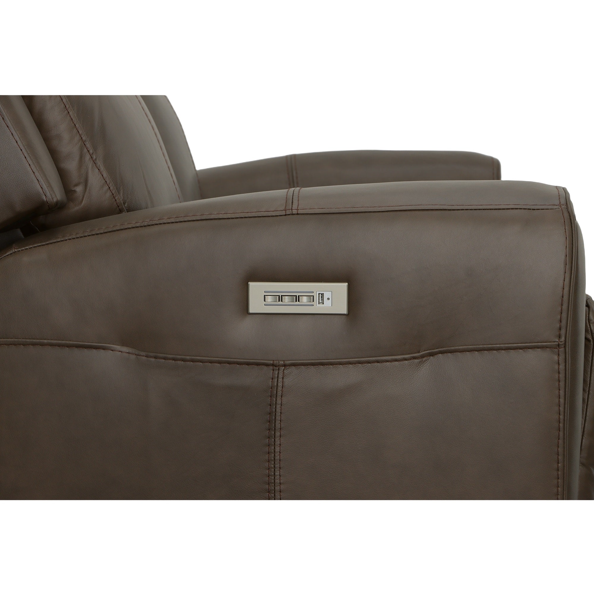 Barnett Leather Power Reclining Loveseat with Power Headrests & Lumbar