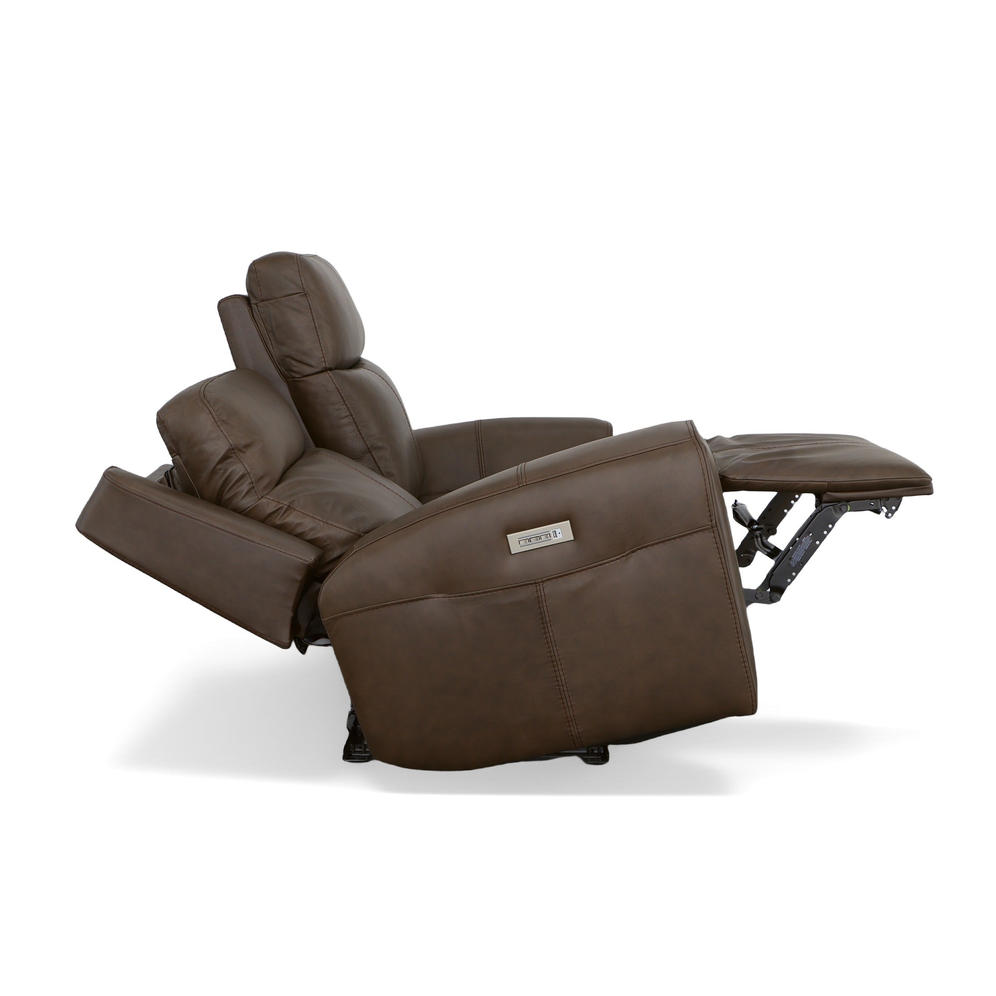 Barnett Leather Power Reclining Loveseat with Power Headrests & Lumbar