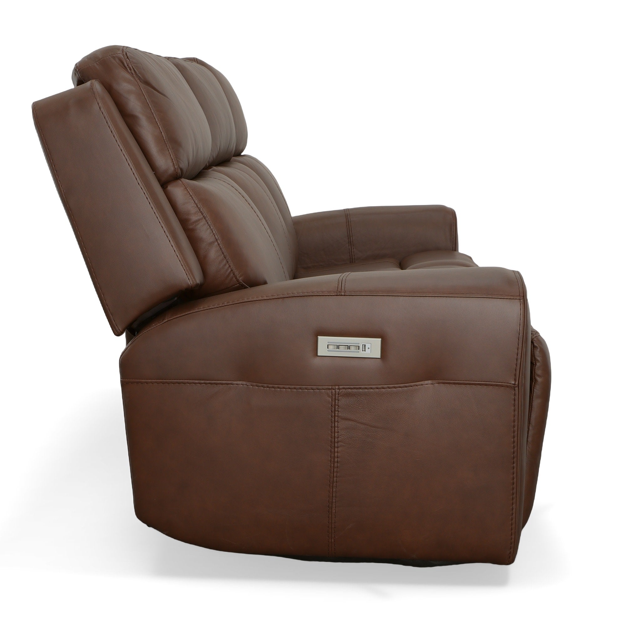 Barnett Leather Power Reclining Sofa with Power Headrests & Lumbar