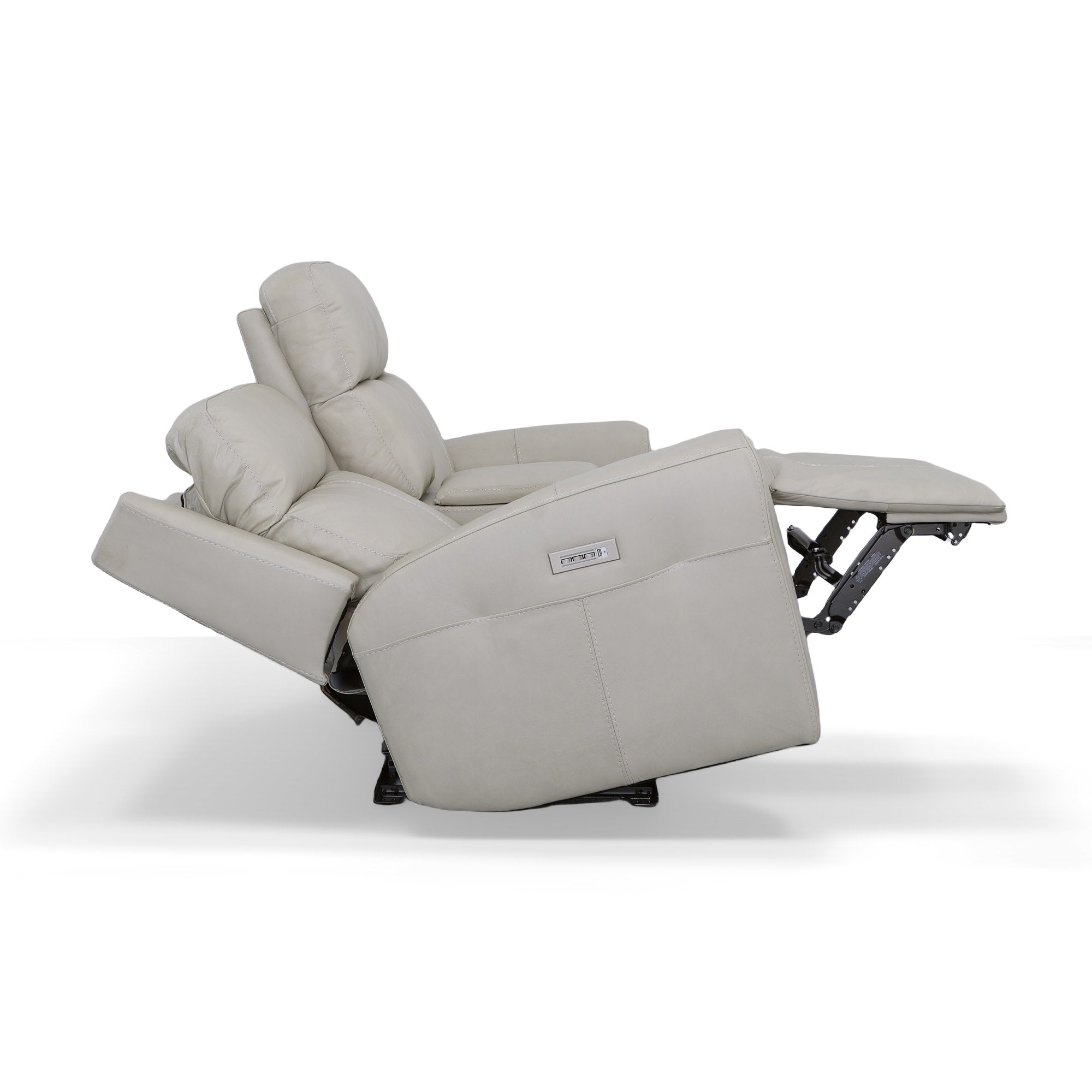 Barnett Leather Power Reclining Loveseat with Console, Power Headrests & Lumbar