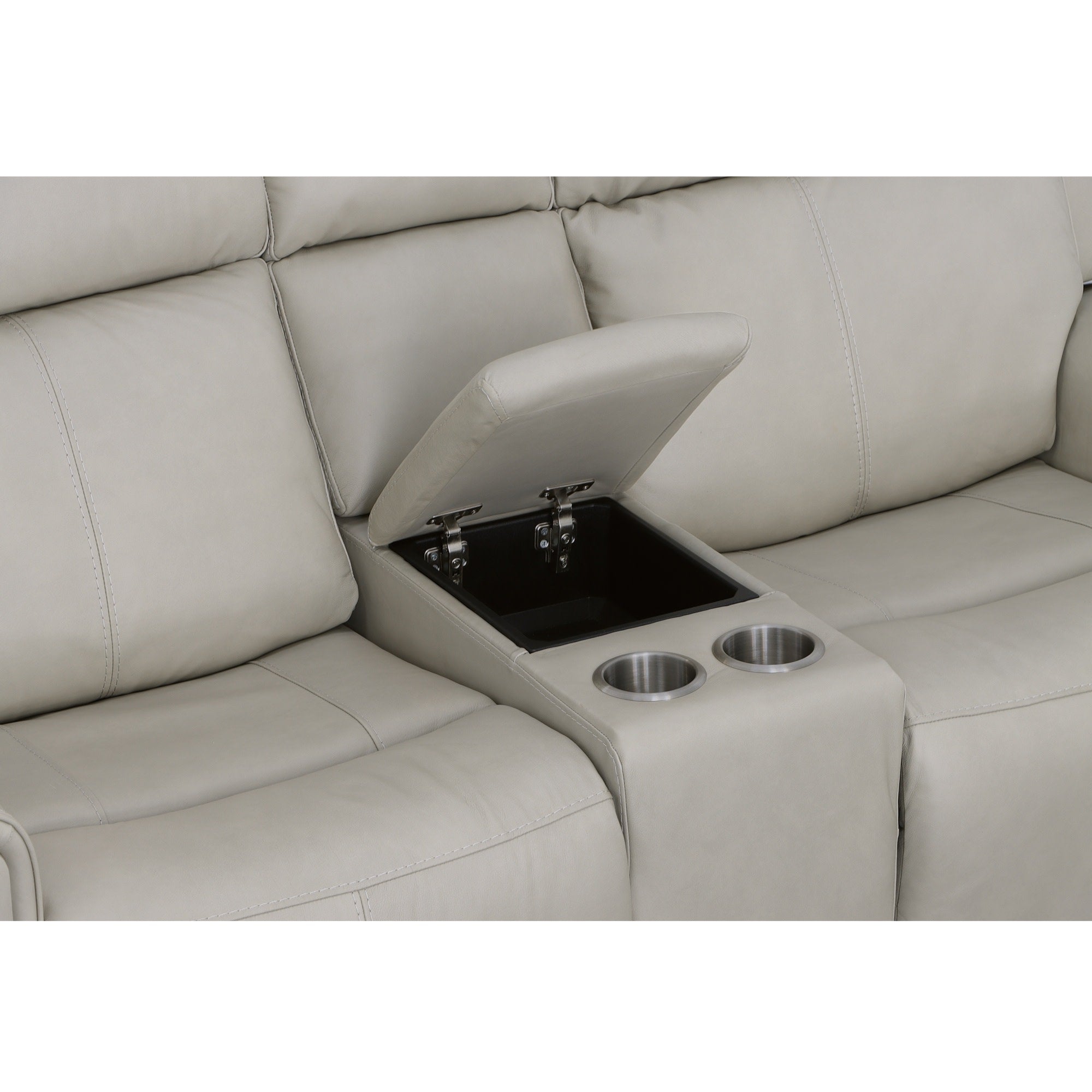 Barnett Leather Power Reclining Loveseat with Console, Power Headrests & Lumbar