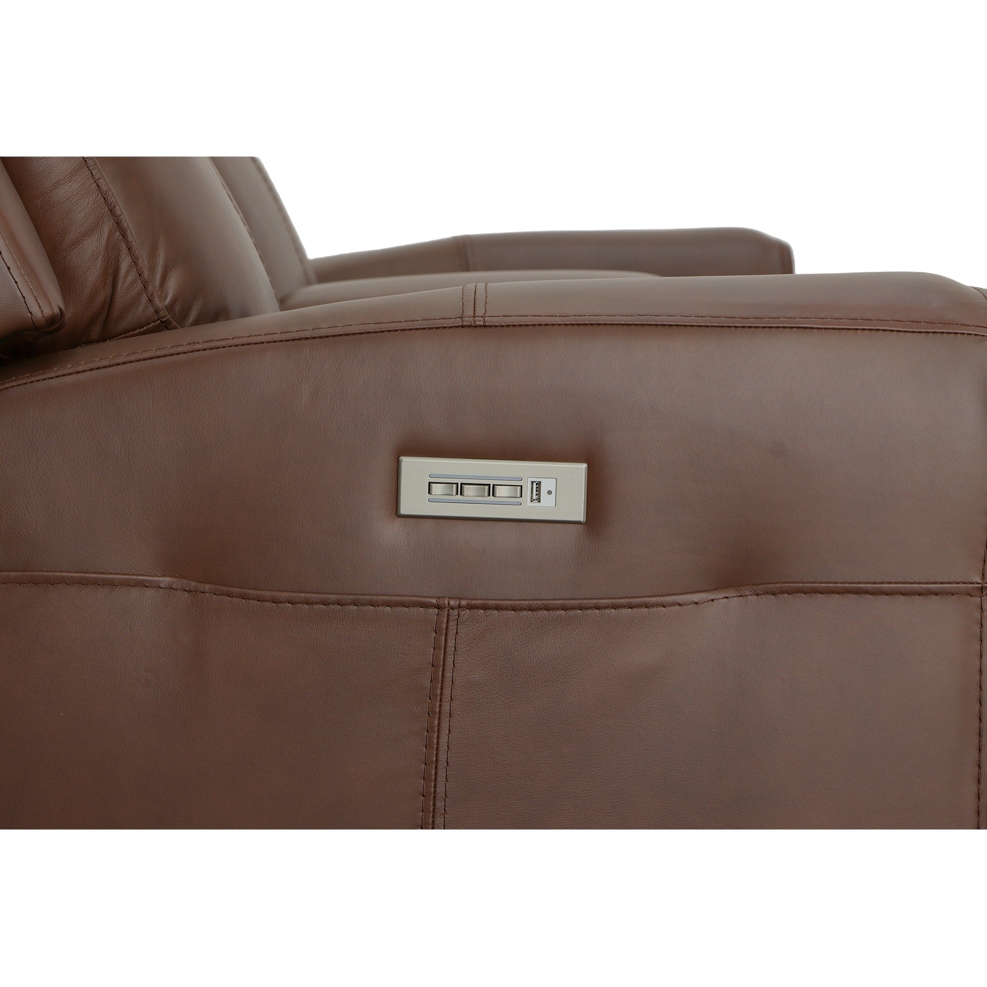 Barnett Leather Power Reclining Loveseat with Console, Power Headrests & Lumbar