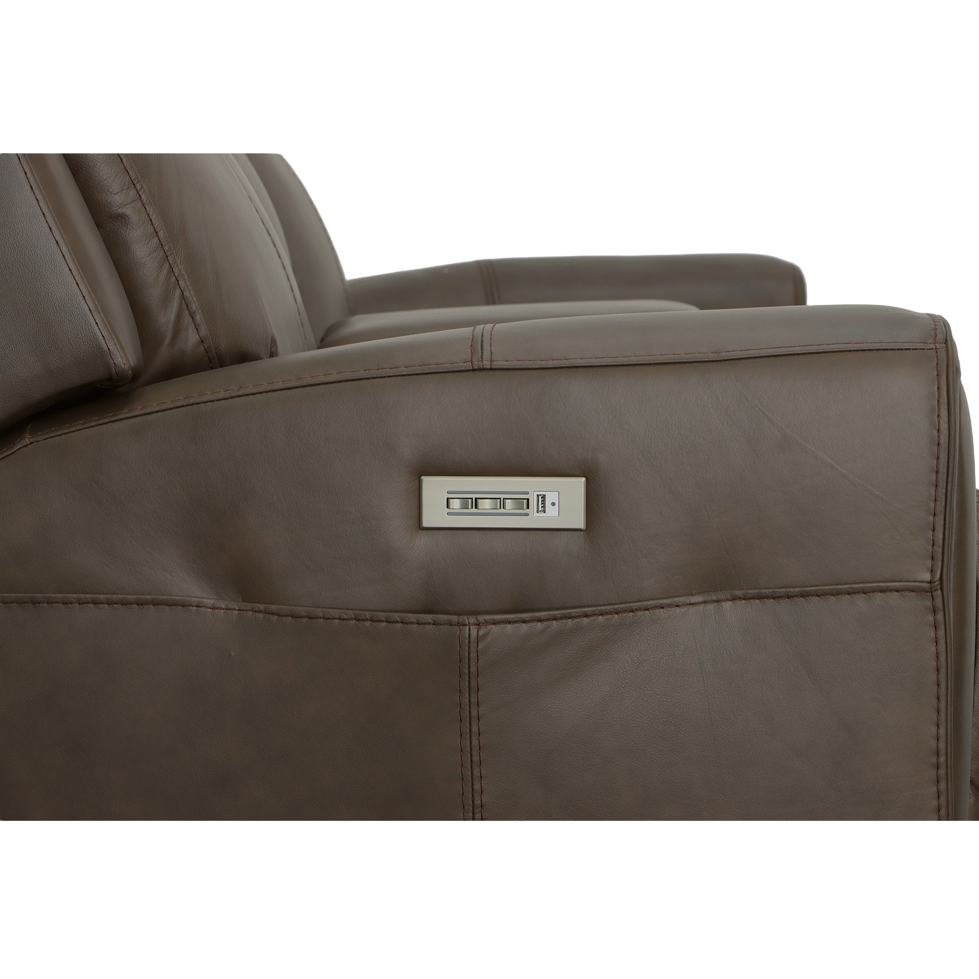 Barnett Leather Power Reclining Loveseat with Console, Power Headrests & Lumbar