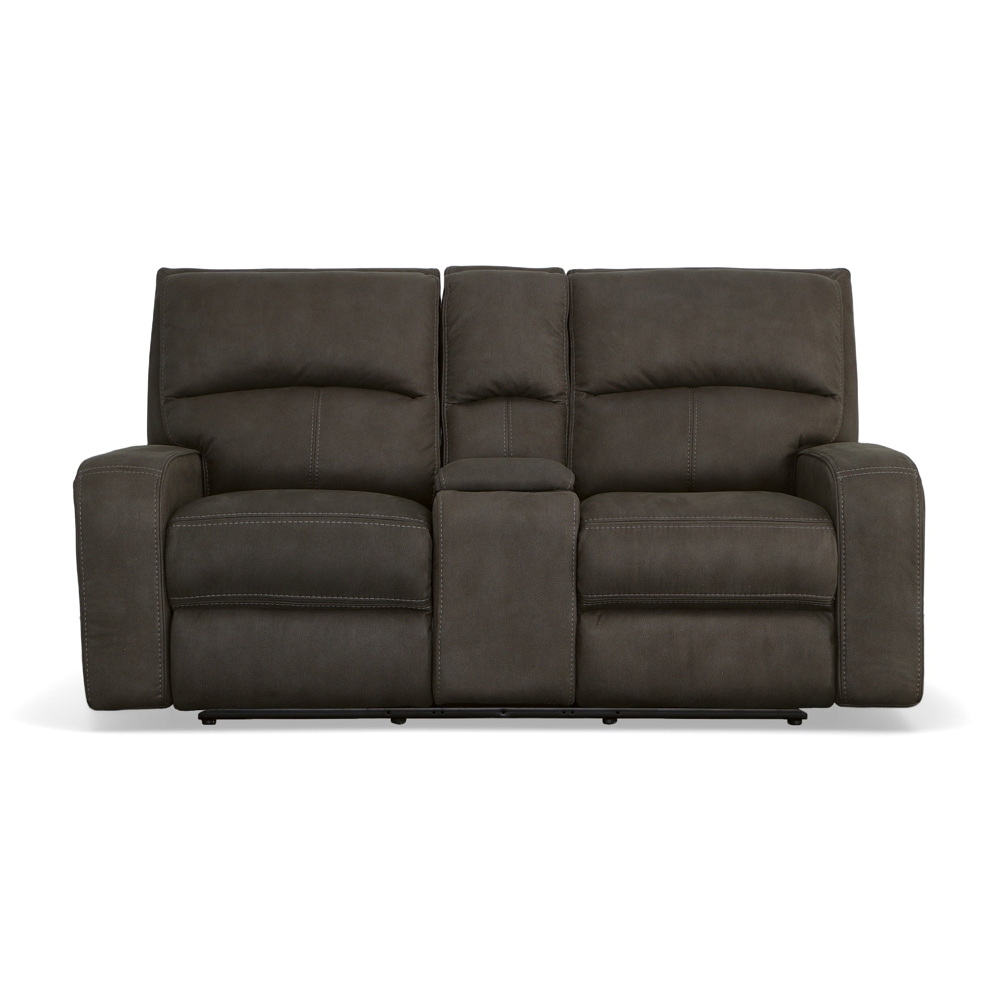 Nirvana Flint Fabric Power Reclining Loveseat with Console & Power Headrests