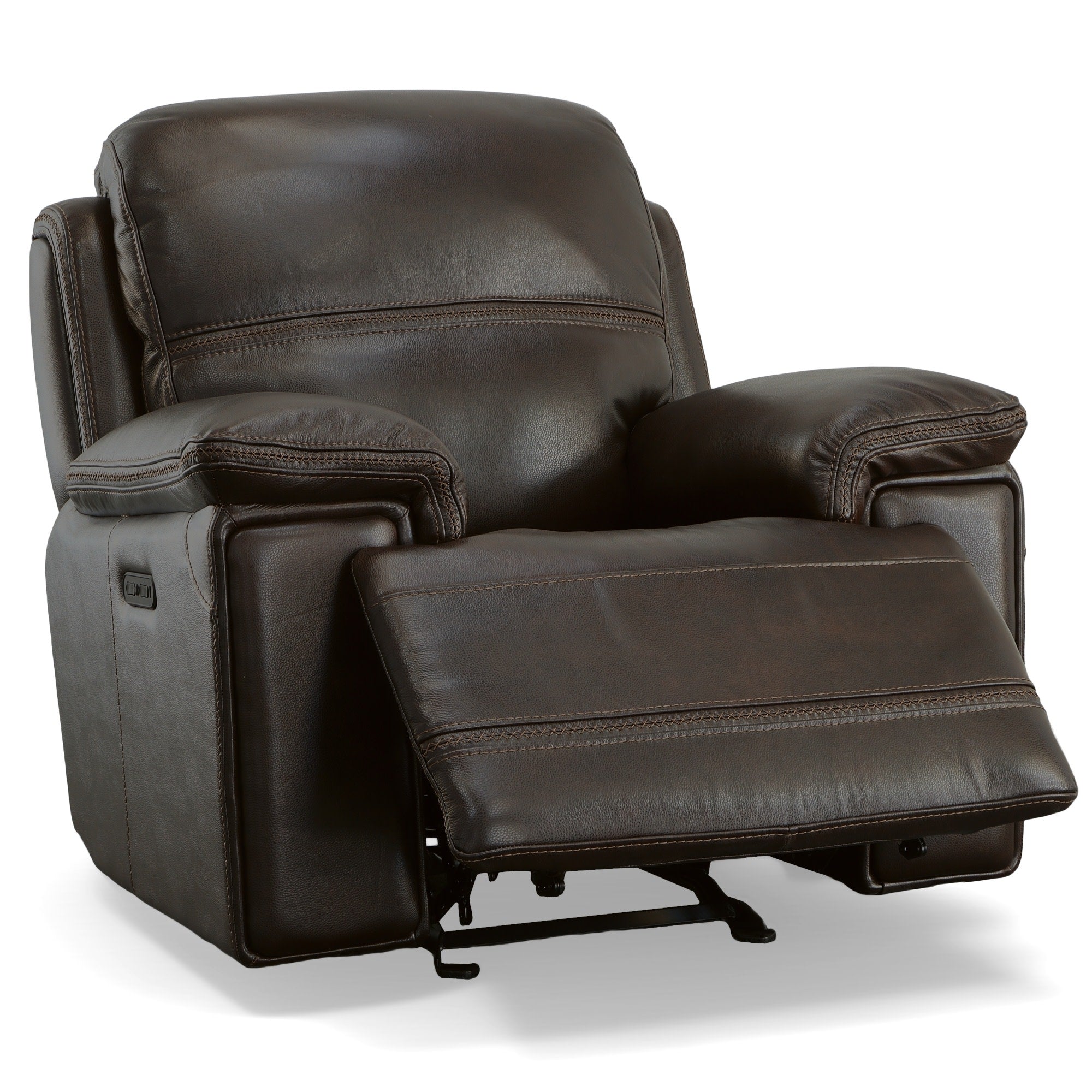 Fenwick Dark Chocolate Leather Power Gliding Recliner with Power Headrest