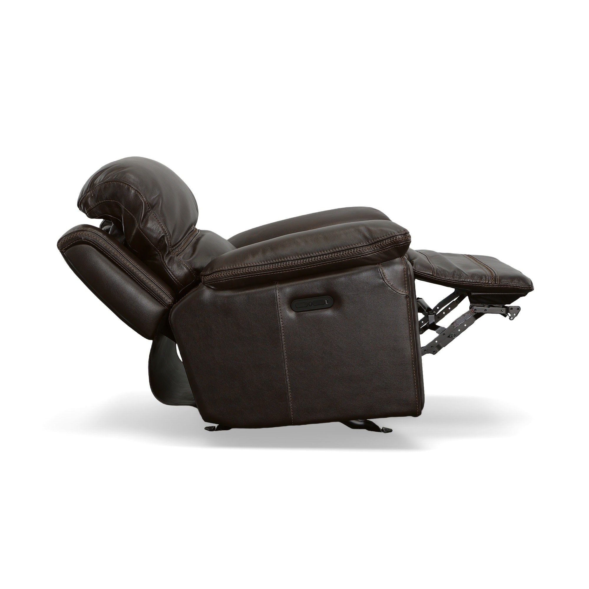 Fenwick Dark Chocolate Leather Power Gliding Recliner with Power Headrest