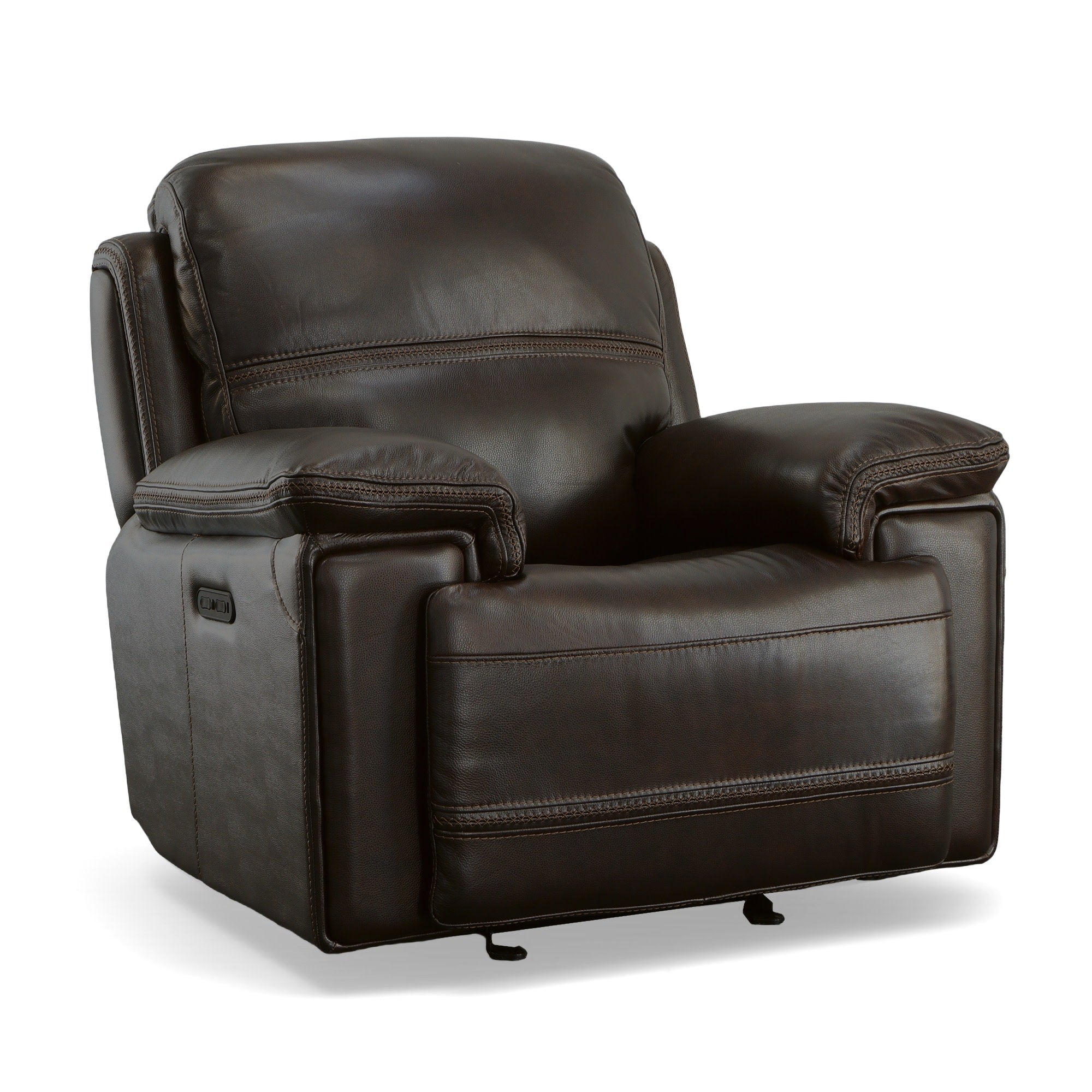 Fenwick Dark Chocolate Leather Power Gliding Recliner with Power Headrest