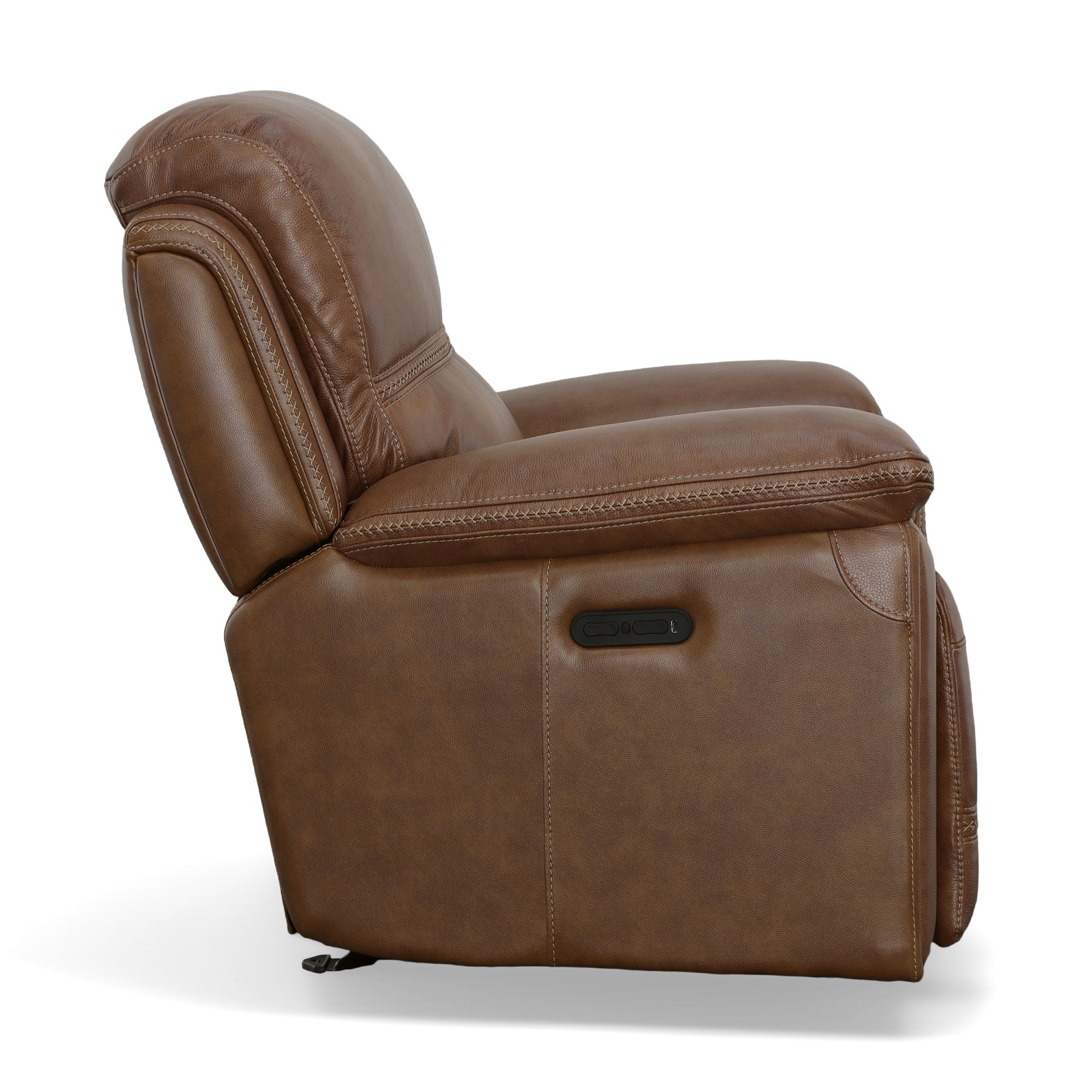 Fenwick Cognac Leather Power Gliding Recliner with Power Headrest