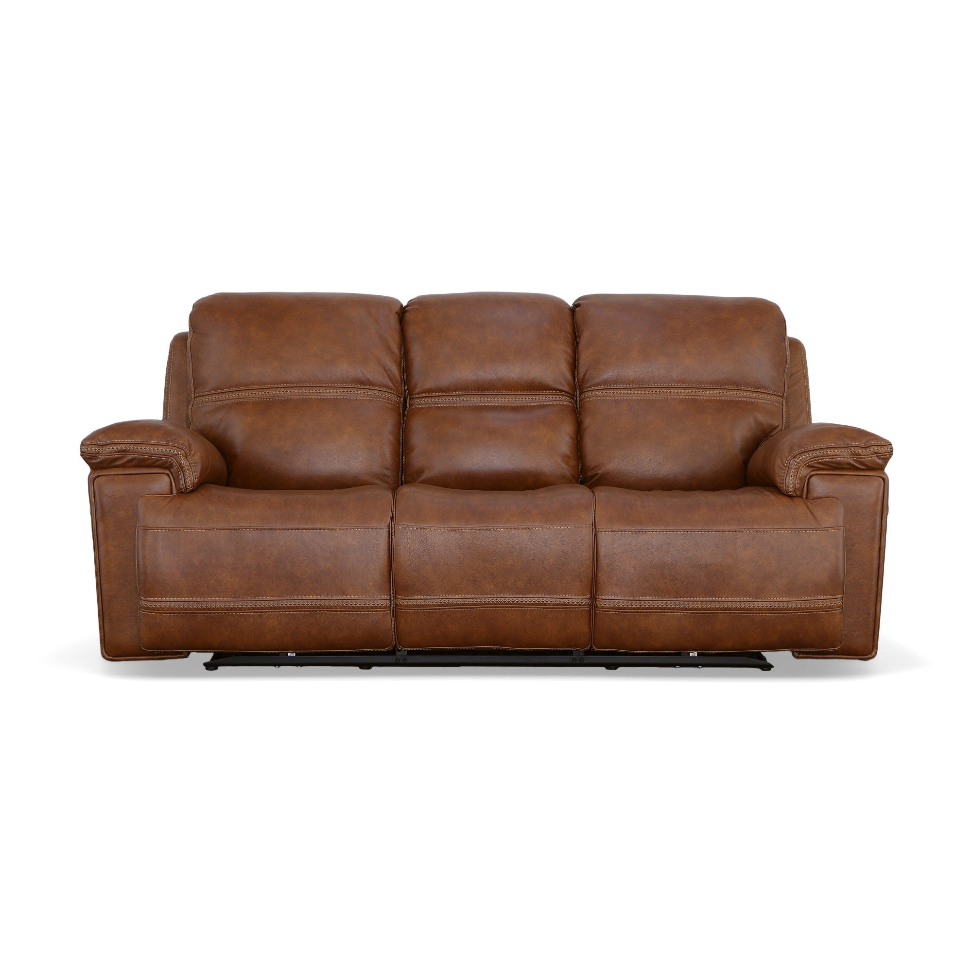 Fenwick Cognac Leather Power Reclining Sofa with Power Headrests