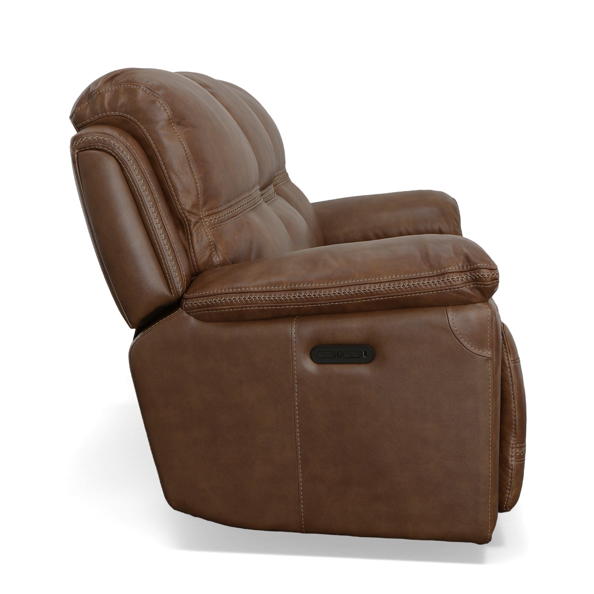 Fenwick Cognac Leather Power Reclining Sofa with Power Headrests