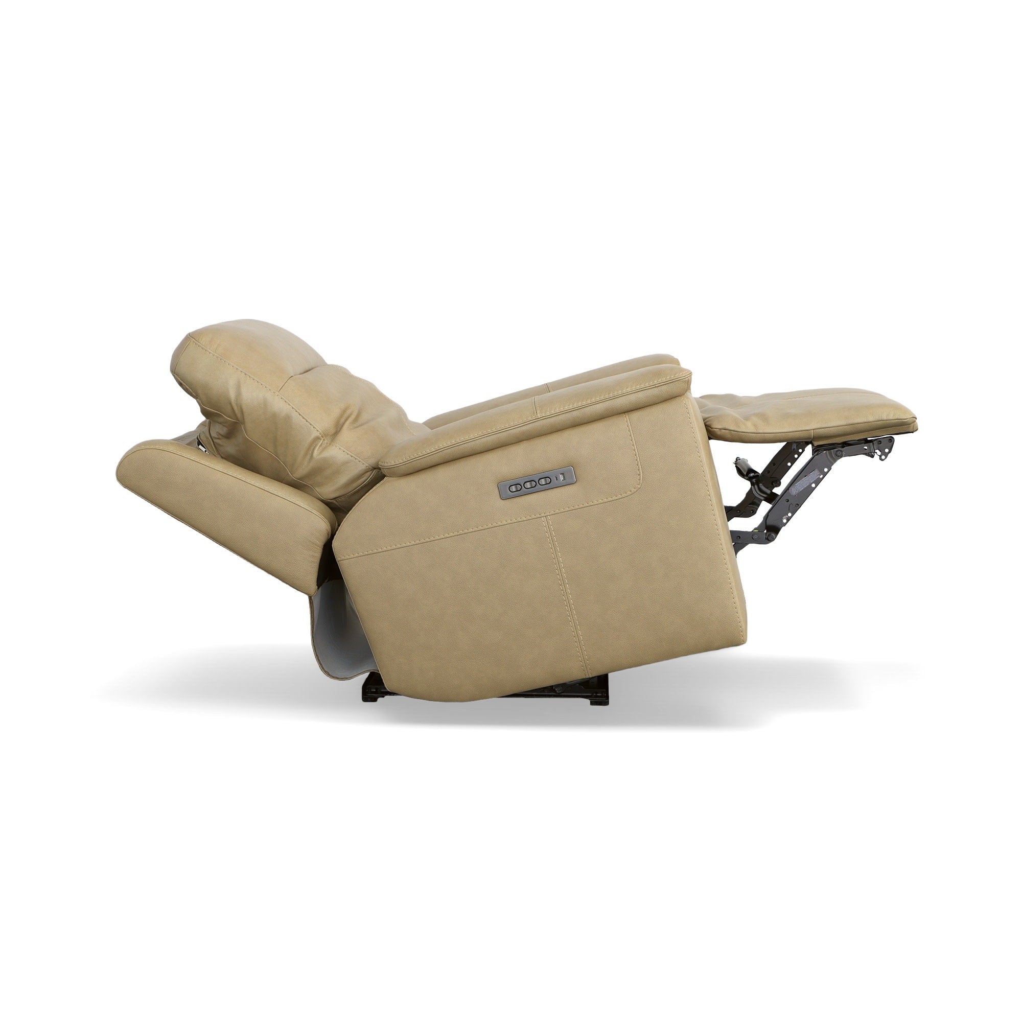 Odell Stone Leather Power Recliner with Power Headrest & Lumbar