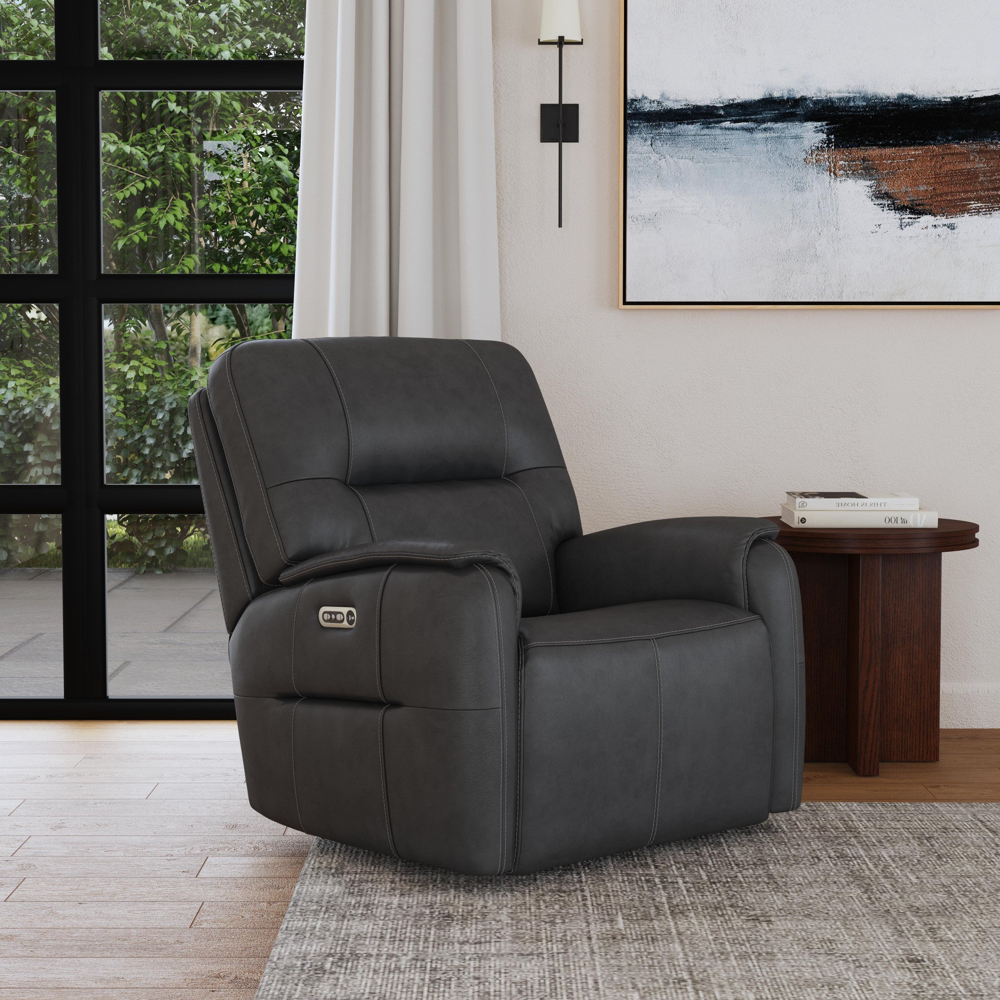 Wilson Thunder Leather Power Gliding Recliner with Power Headrest