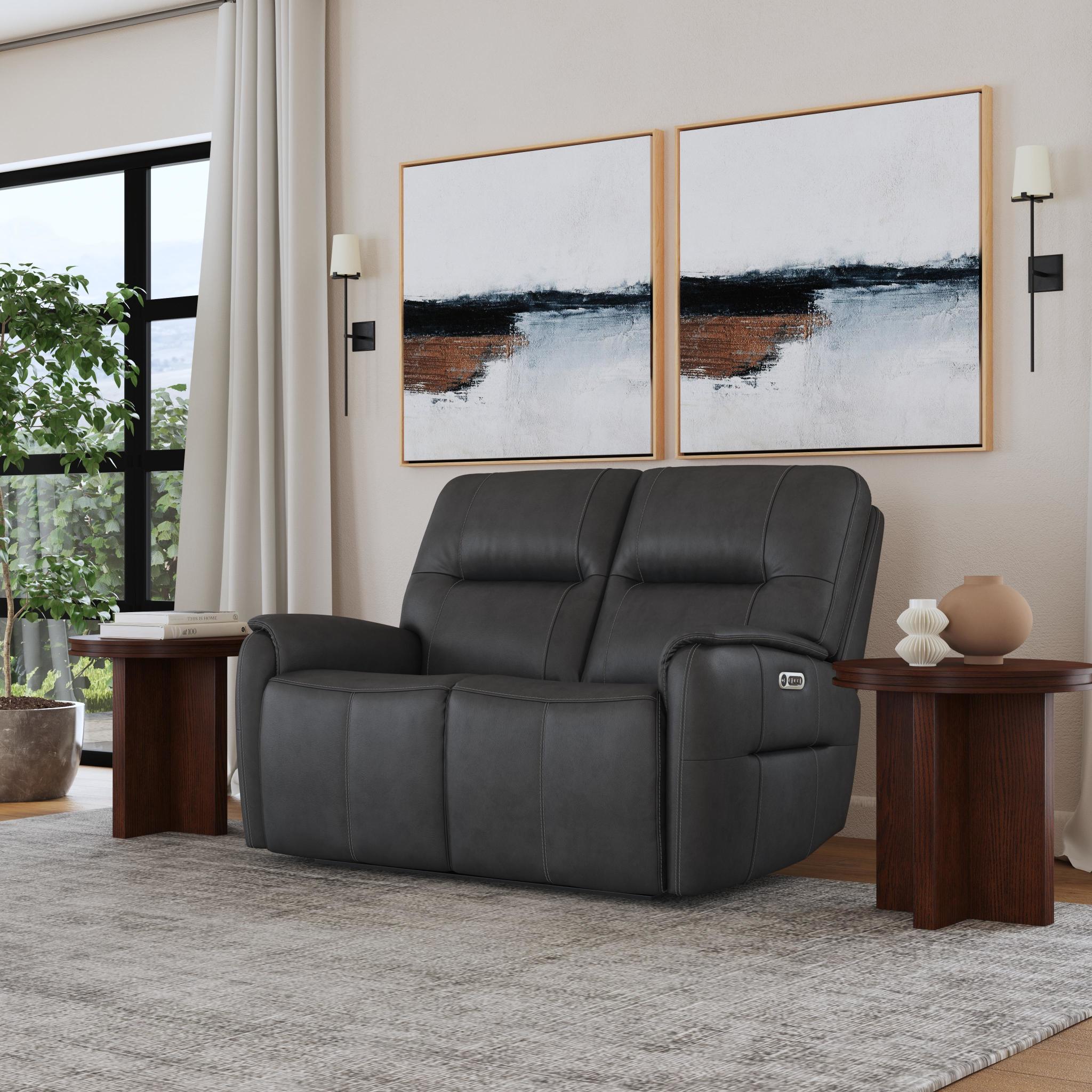 Wilson Thunder Leather Power Reclining Loveseat with Power Headrests