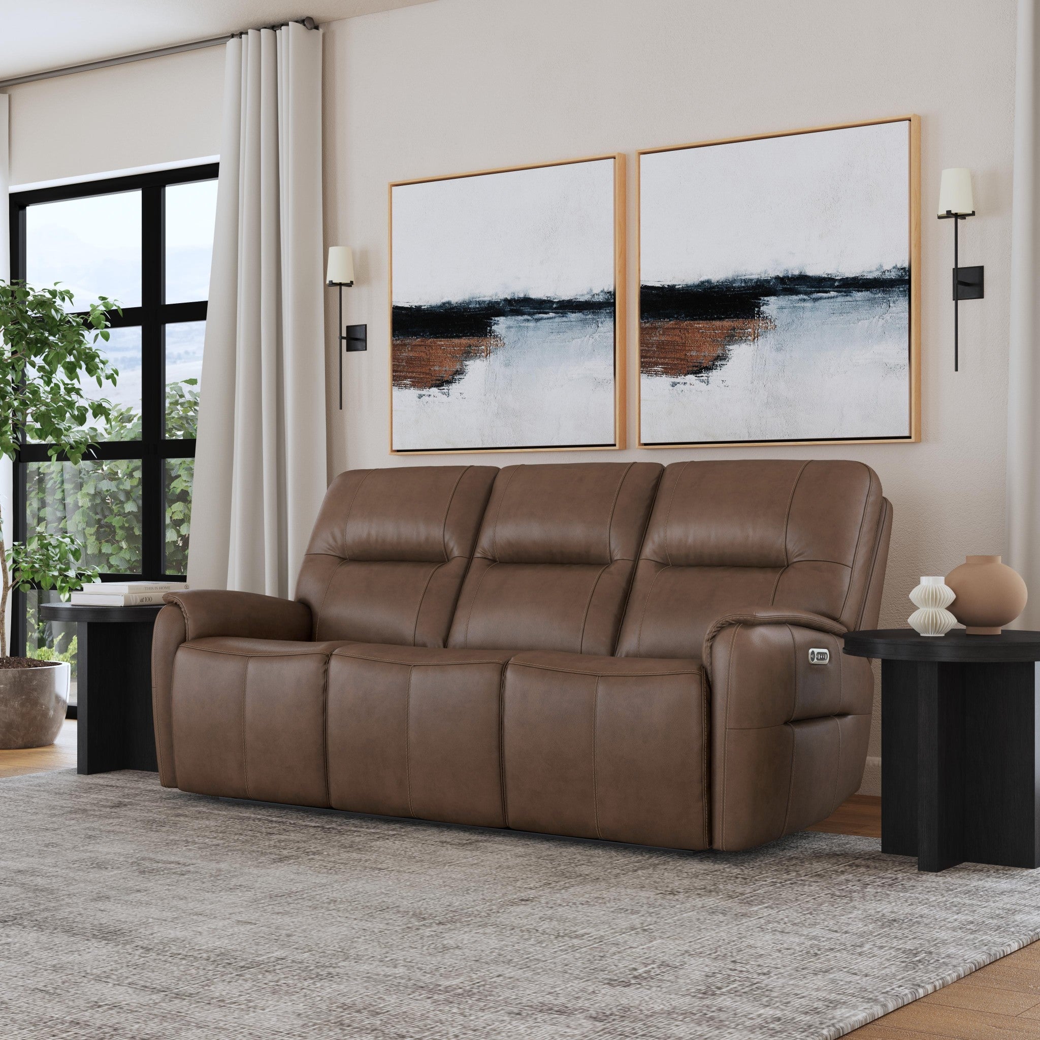 Wilson Café Leather Power Reclining Sofa with Power Headrests