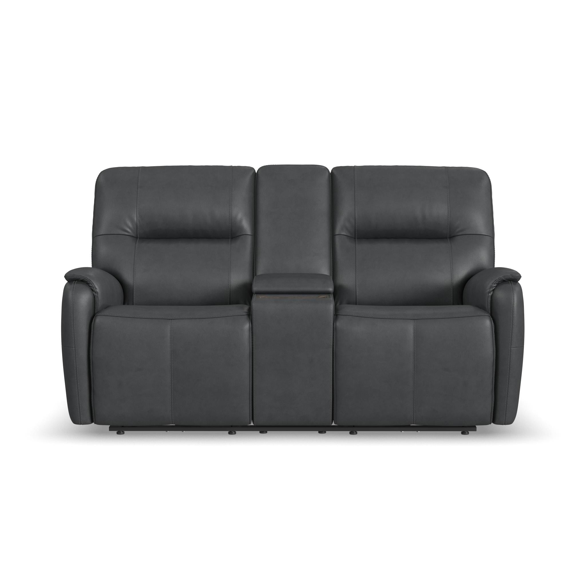 Wilson Thunder Leather Power Reclining Loveseat with Console and Power Headrests