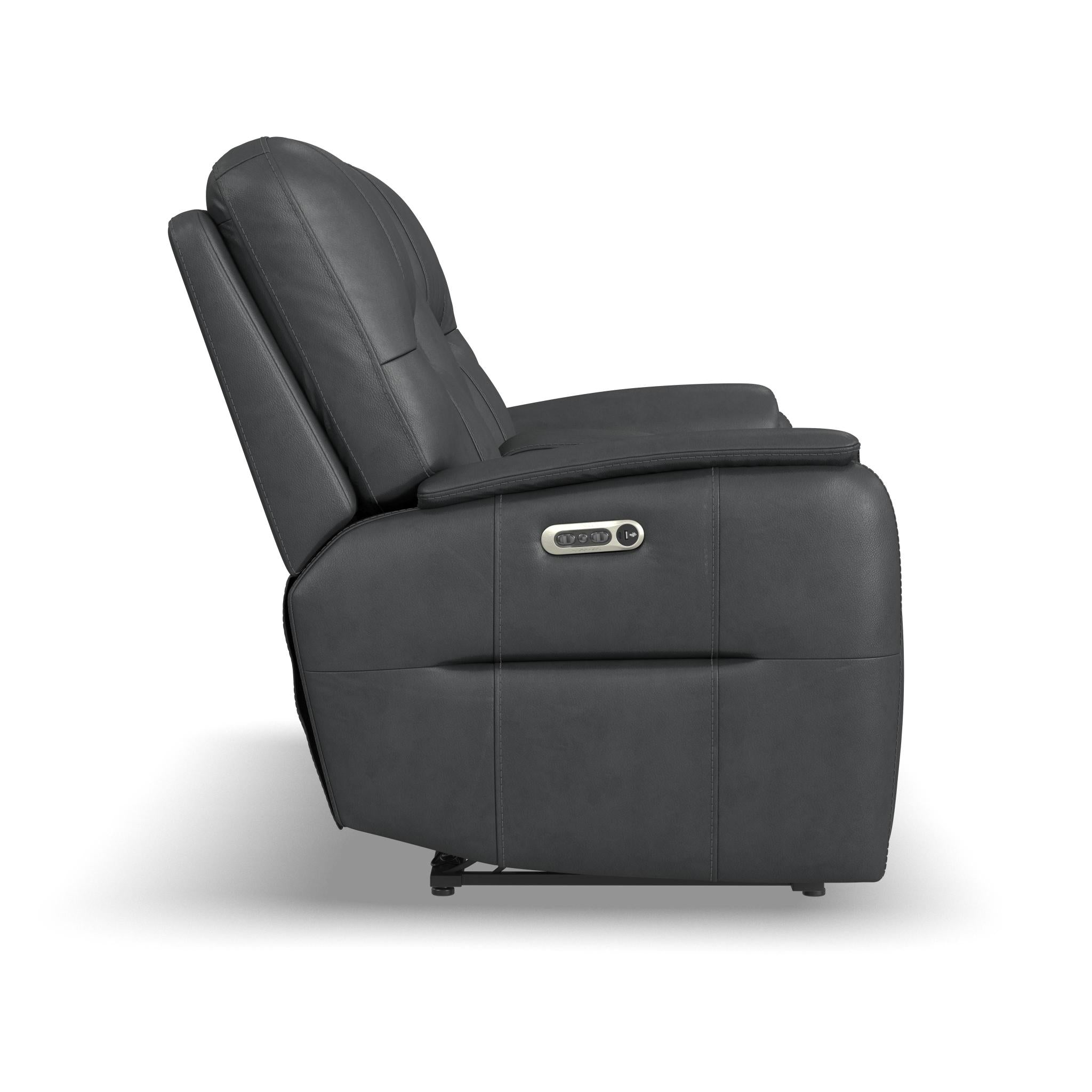 Wilson Thunder Leather Power Reclining Loveseat with Console and Power Headrests