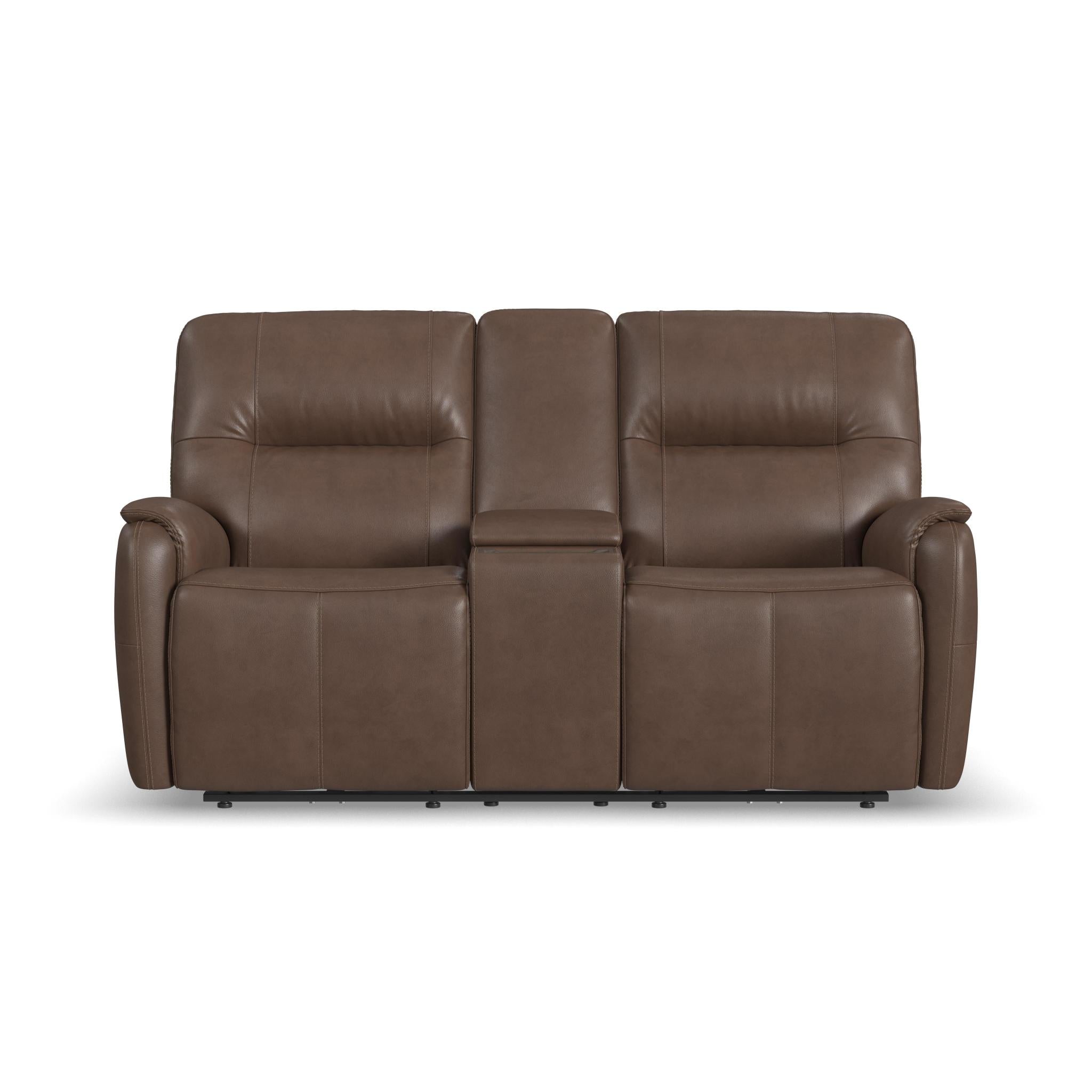 Wilson Café Leather Power Reclining Loveseat with Console and Power Headrests