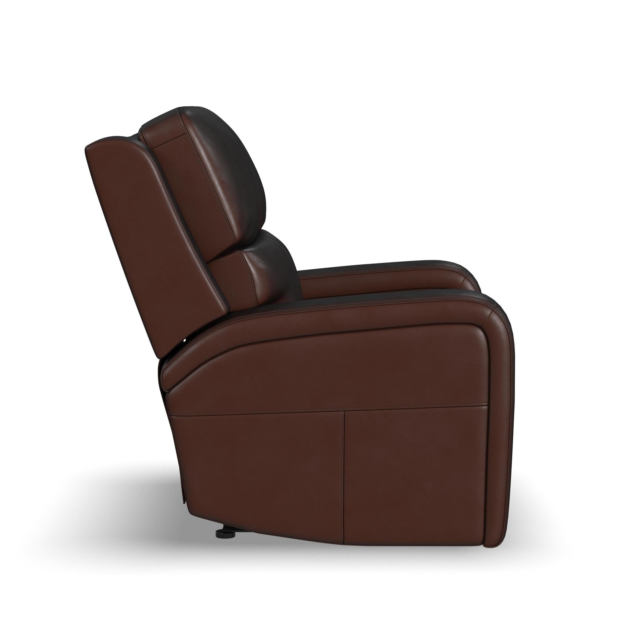 Oasis Truffle Leather Power Recliner with Power Headrest, Lumbar, Heat & Massage