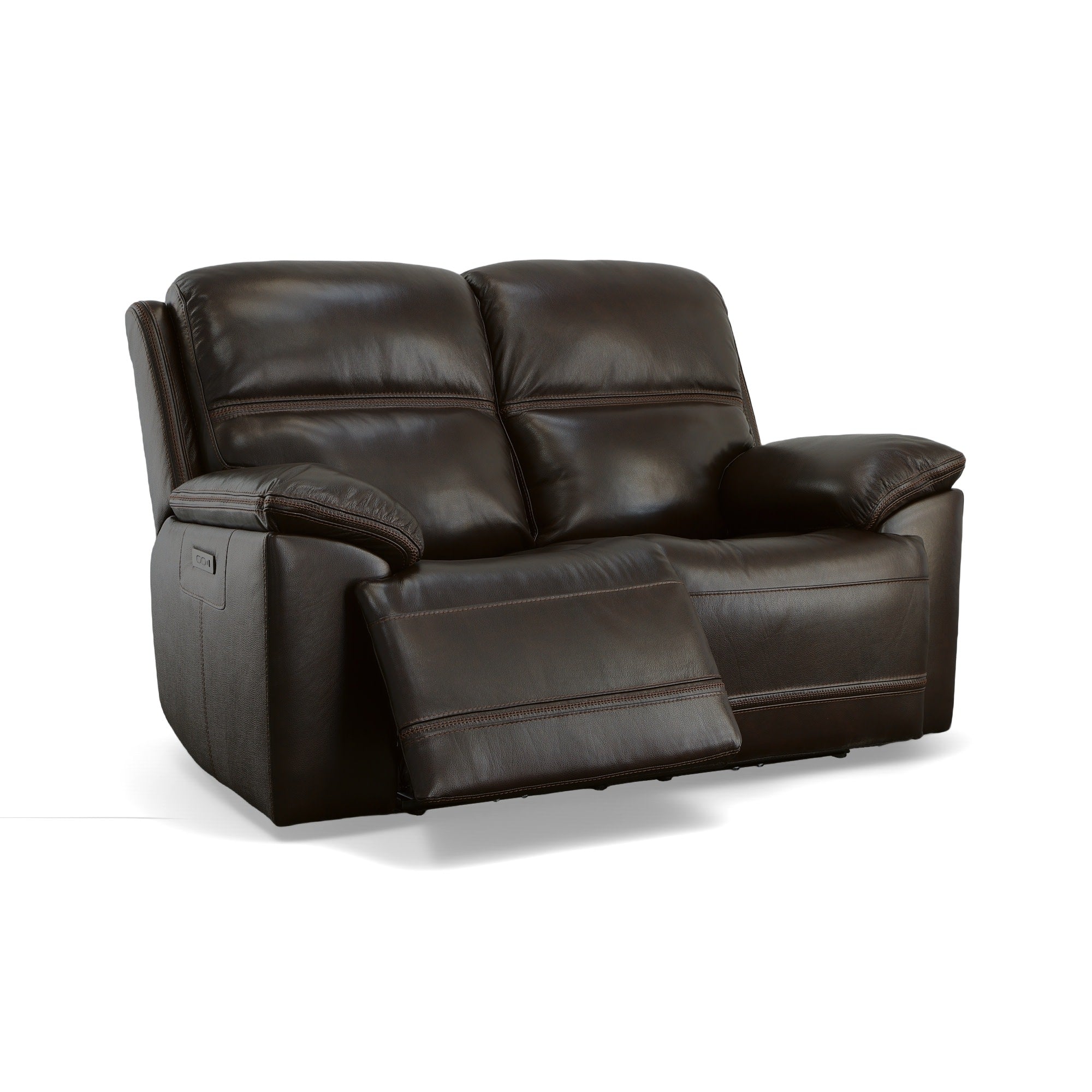 Jackson Dark Brown Leather Power Reclining Loveseat with Power Headrests