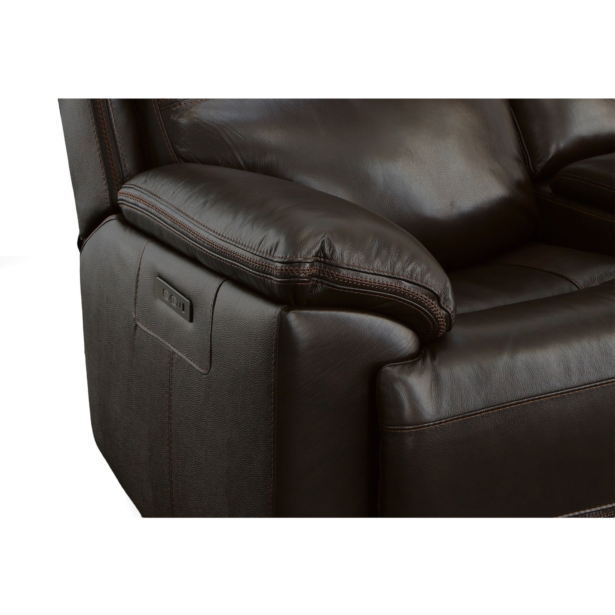 Jackson Dark Brown Leather Power Reclining Loveseat with Console & Power Headrests