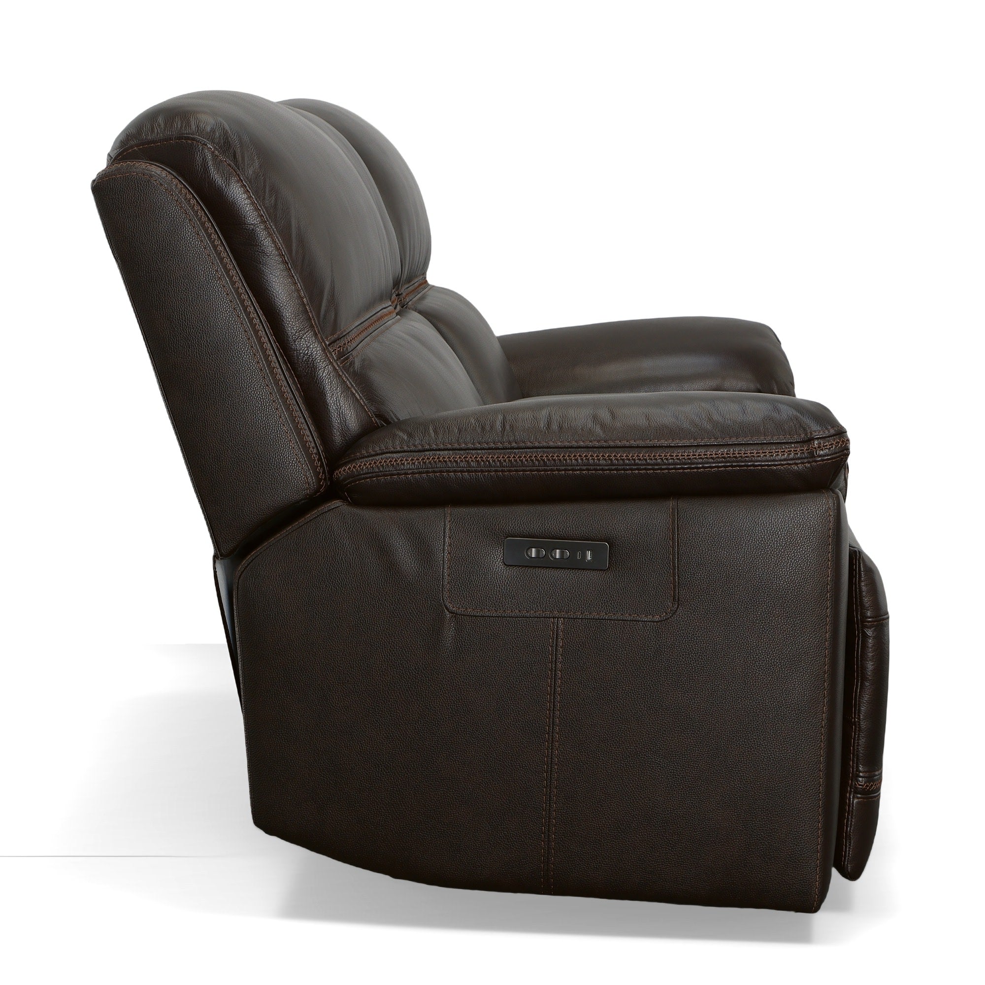 Jackson Dark Brown Leather Power Reclining Loveseat with Console & Power Headrests