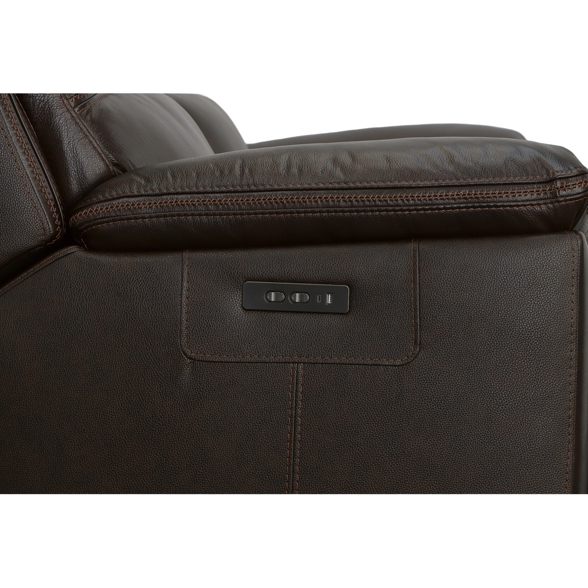 Jackson Dark Brown Leather Power Reclining Loveseat with Console & Power Headrests