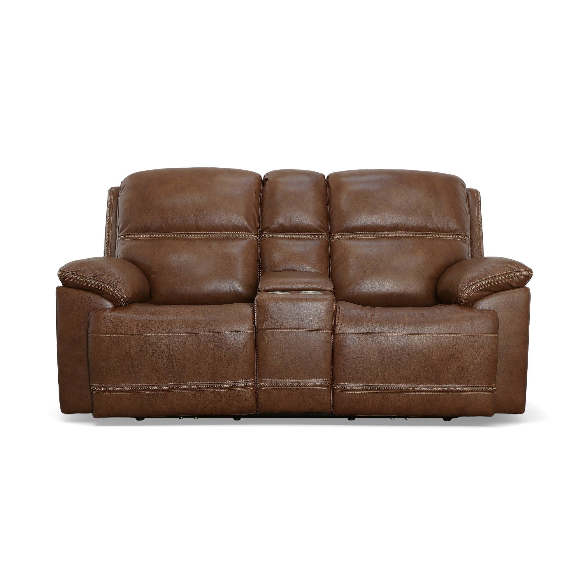 Jackson Whiskey Leather Power Reclining Loveseat with Console & Power Headrests