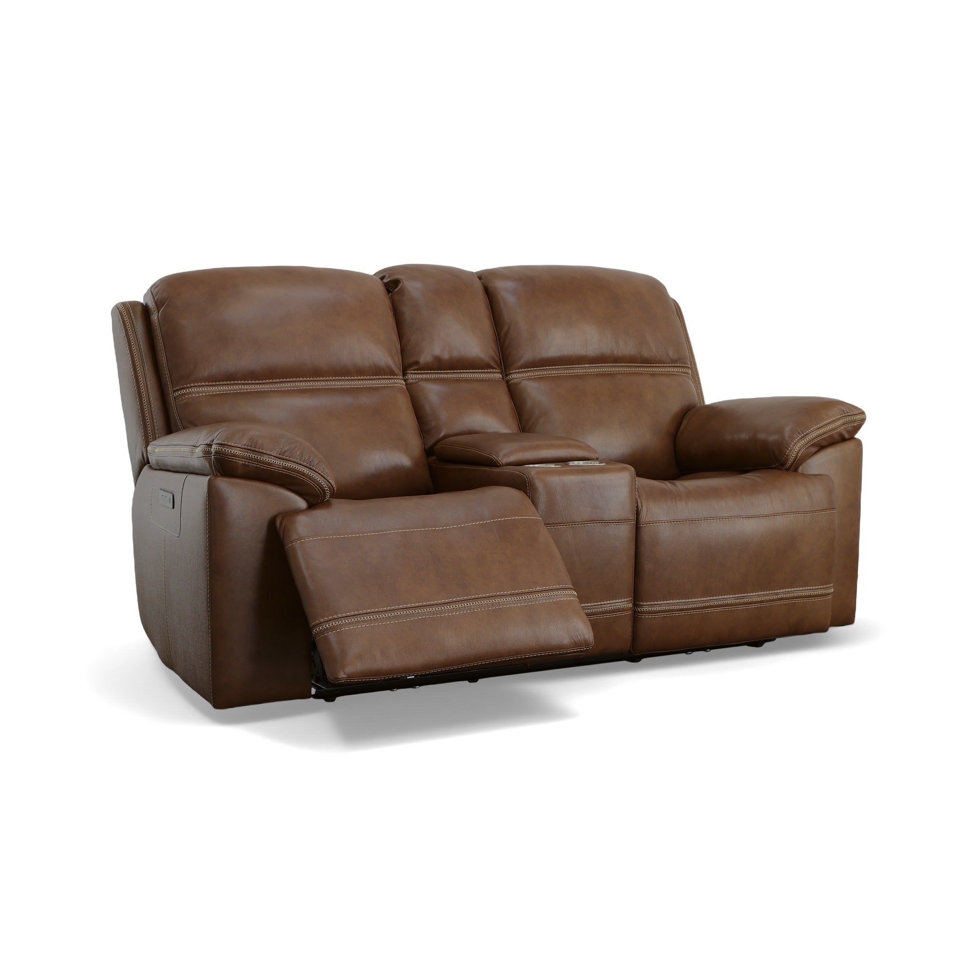 Jackson Whiskey Leather Power Reclining Loveseat with Console & Power Headrests