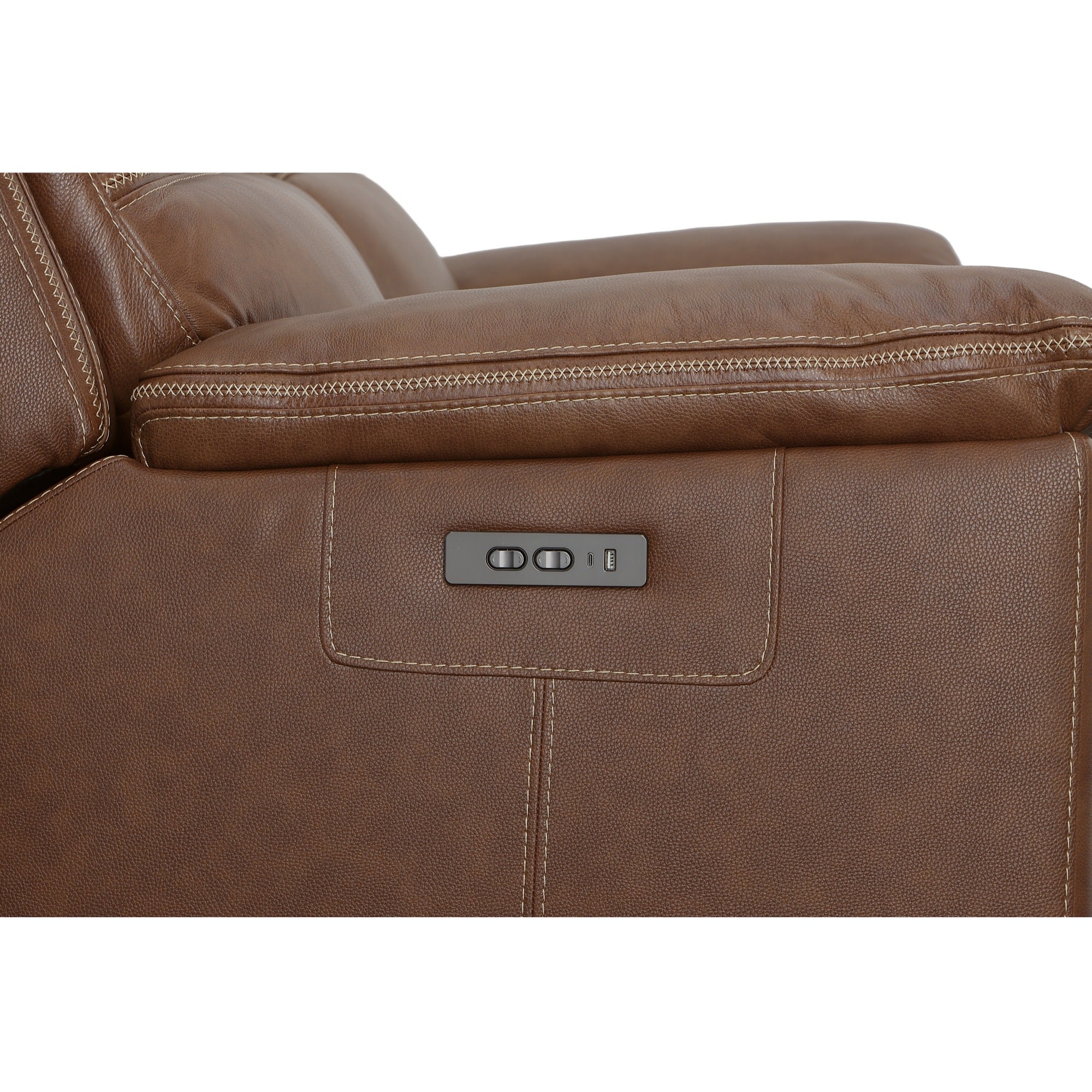 Jackson Whiskey Leather Power Reclining Loveseat with Console & Power Headrests