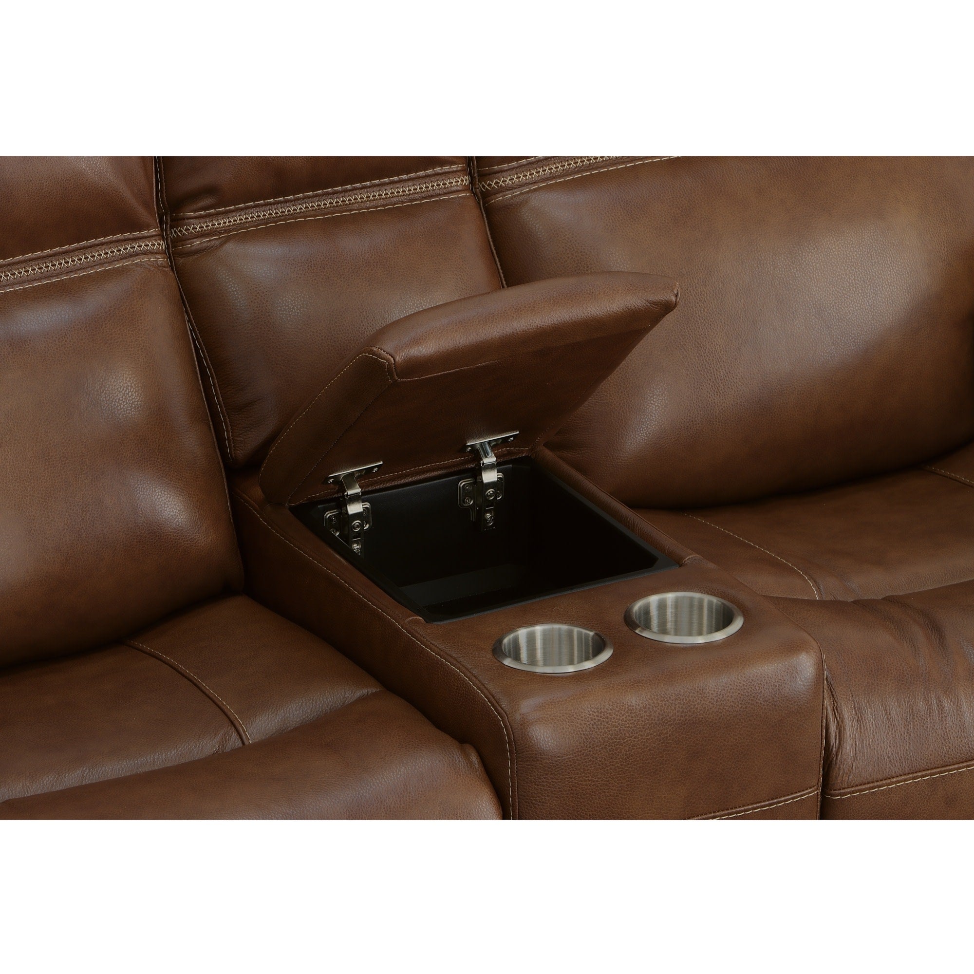 Jackson Whiskey Leather Power Reclining Loveseat with Console & Power Headrests