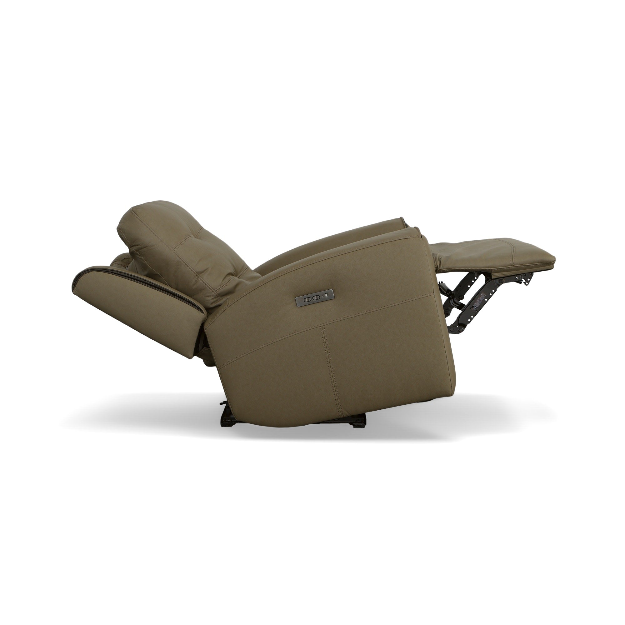 Iris Khaki Leather Power Recliner with Power Headrest