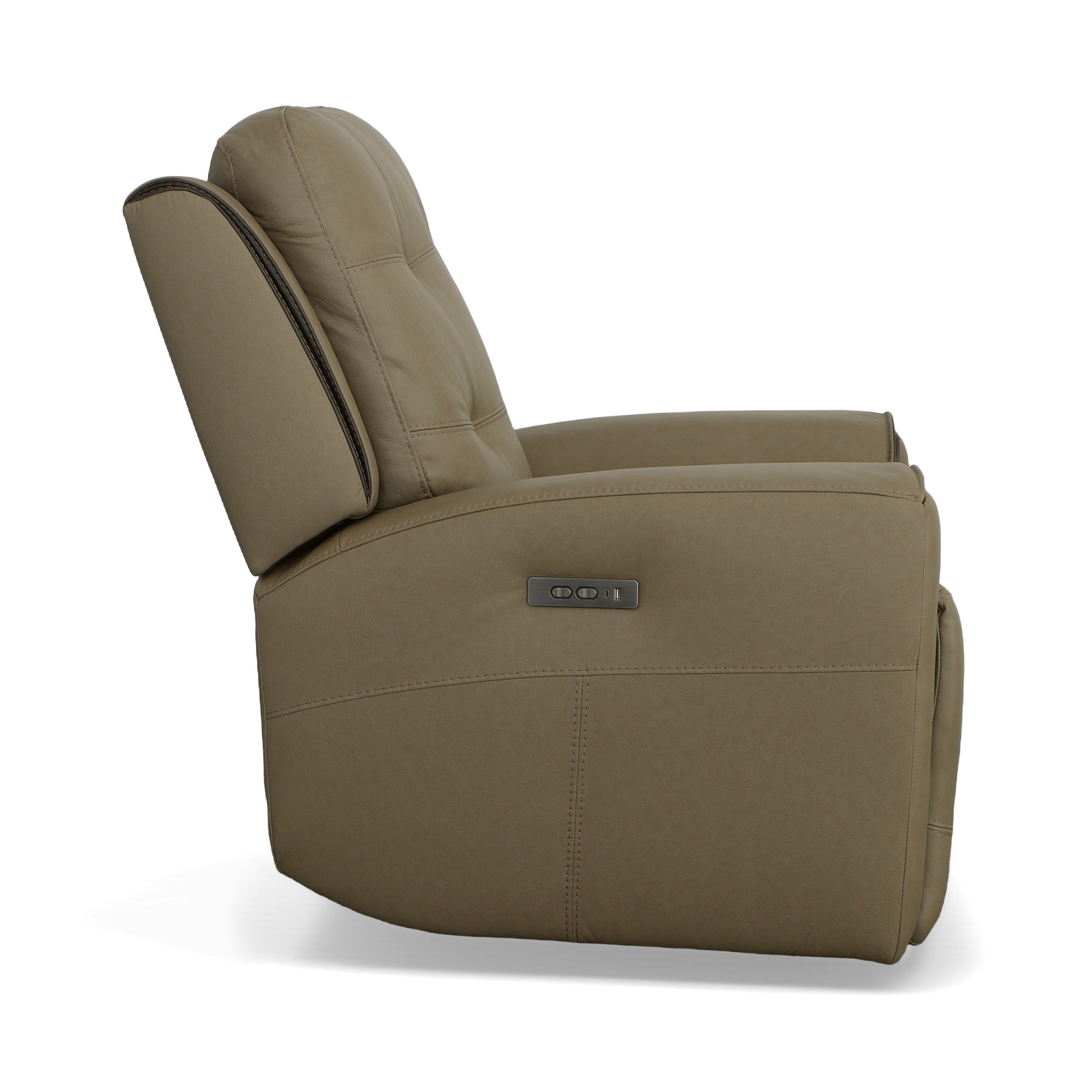 Iris Khaki Leather Power Recliner with Power Headrest