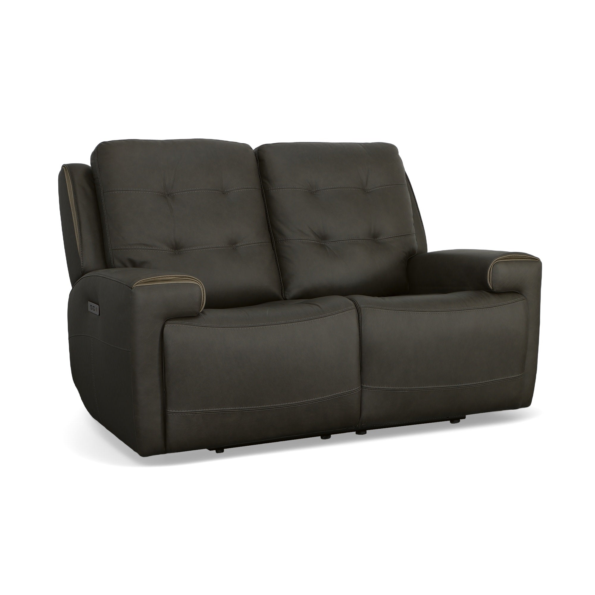 Iris Charcoal Leather Power Reclining Loveseat with Power Headrests