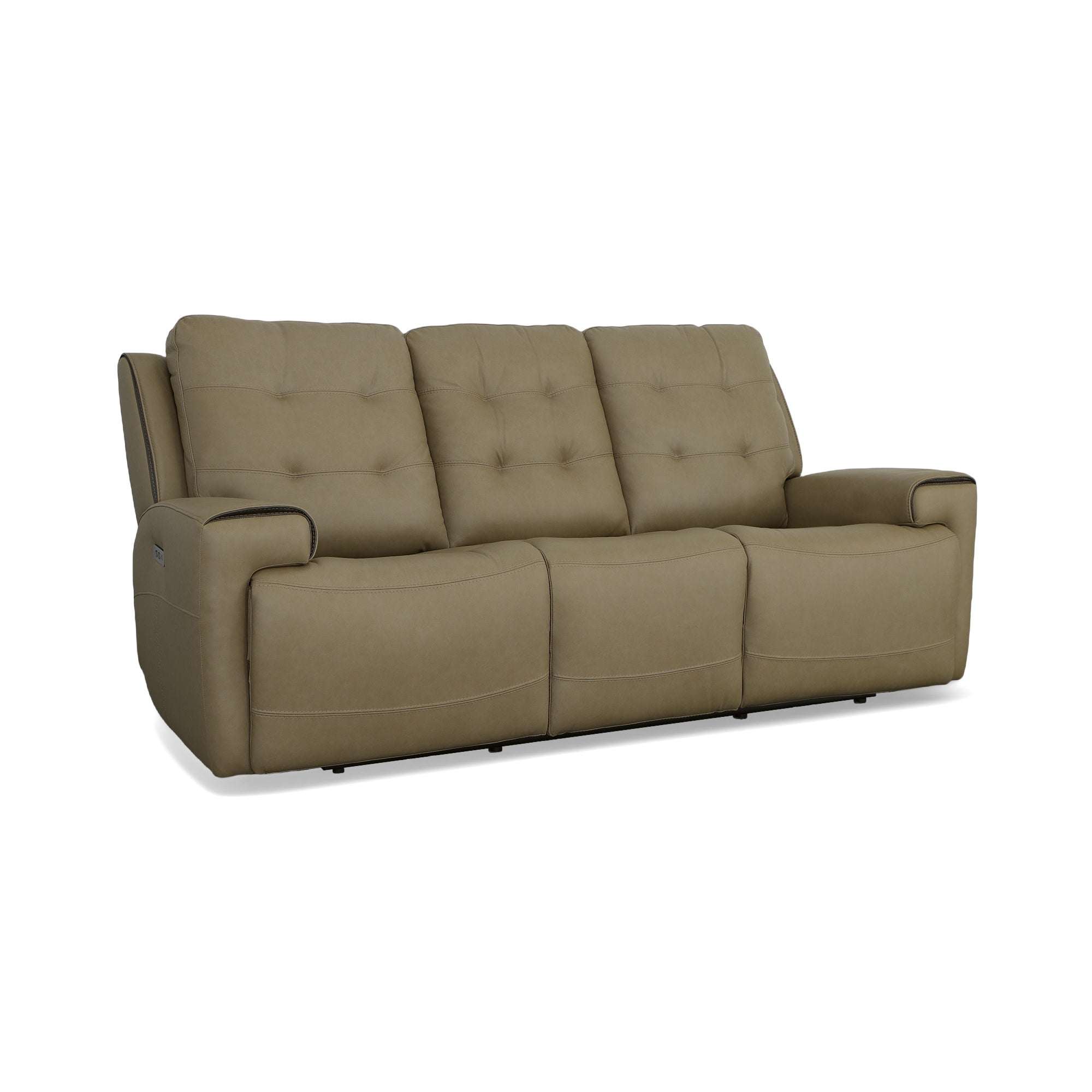 Iris Khaki Leather Power Reclining Sofa with Power Headrests