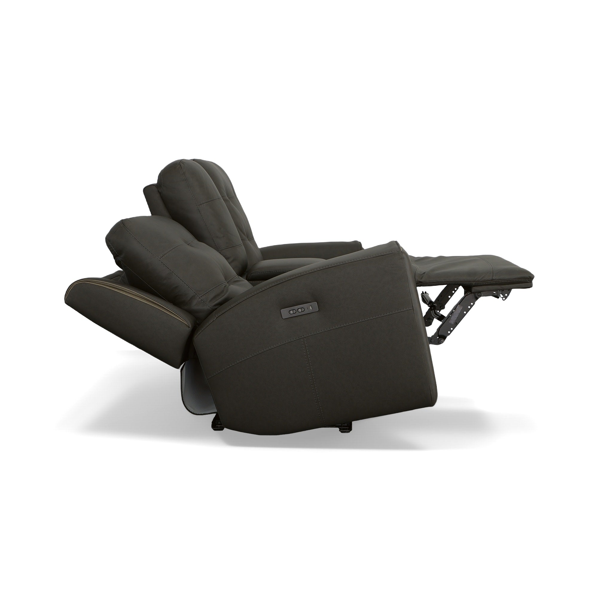 Iris Charcoal Leather Power Reclining Loveseat with Console & Power Headrests