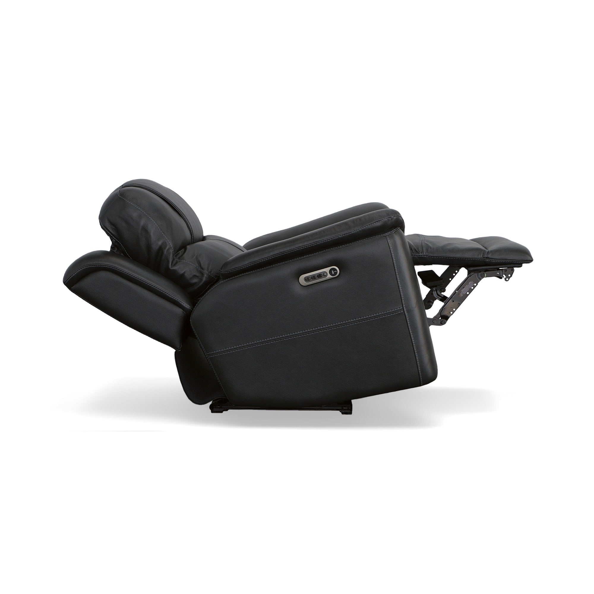 Crew Raven Leather Power Recliner with Power Headrest & Lumbar