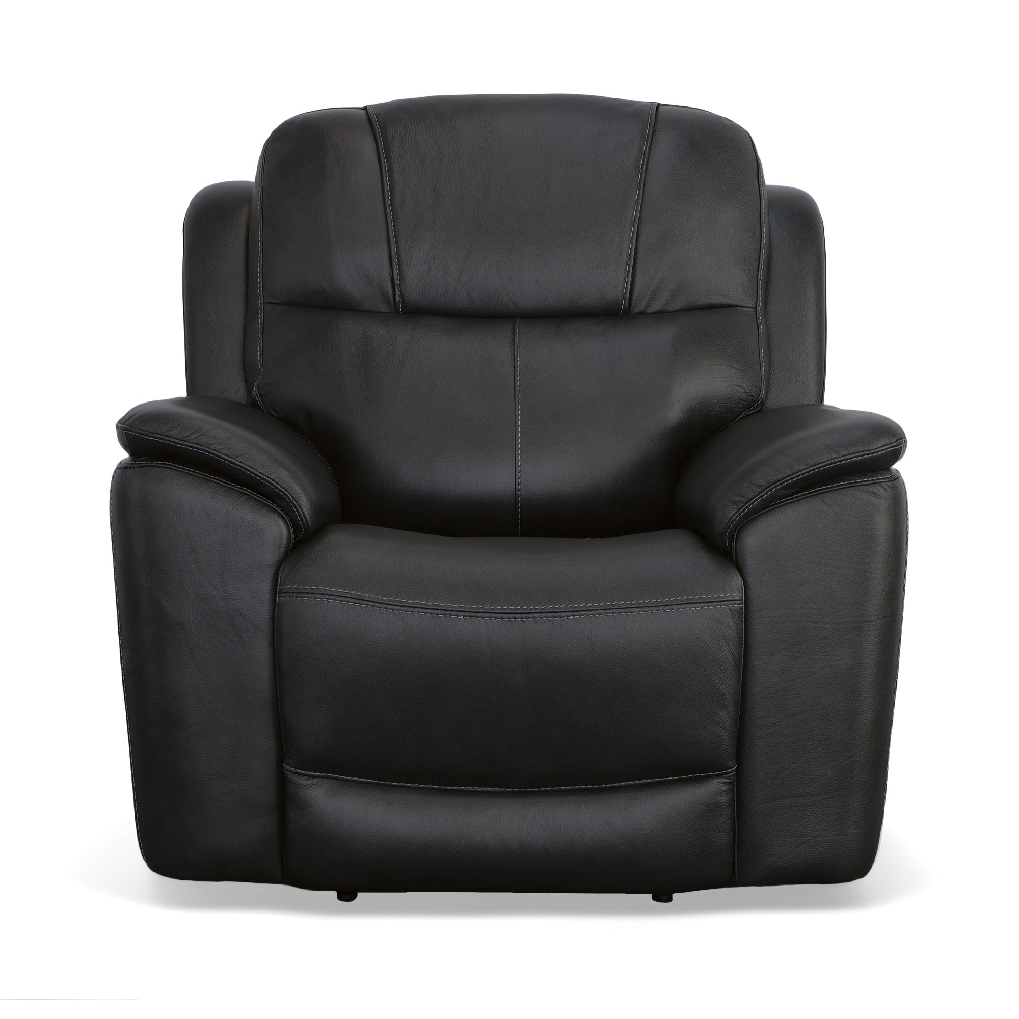 Crew Raven Leather Power Recliner with Power Headrest & Lumbar