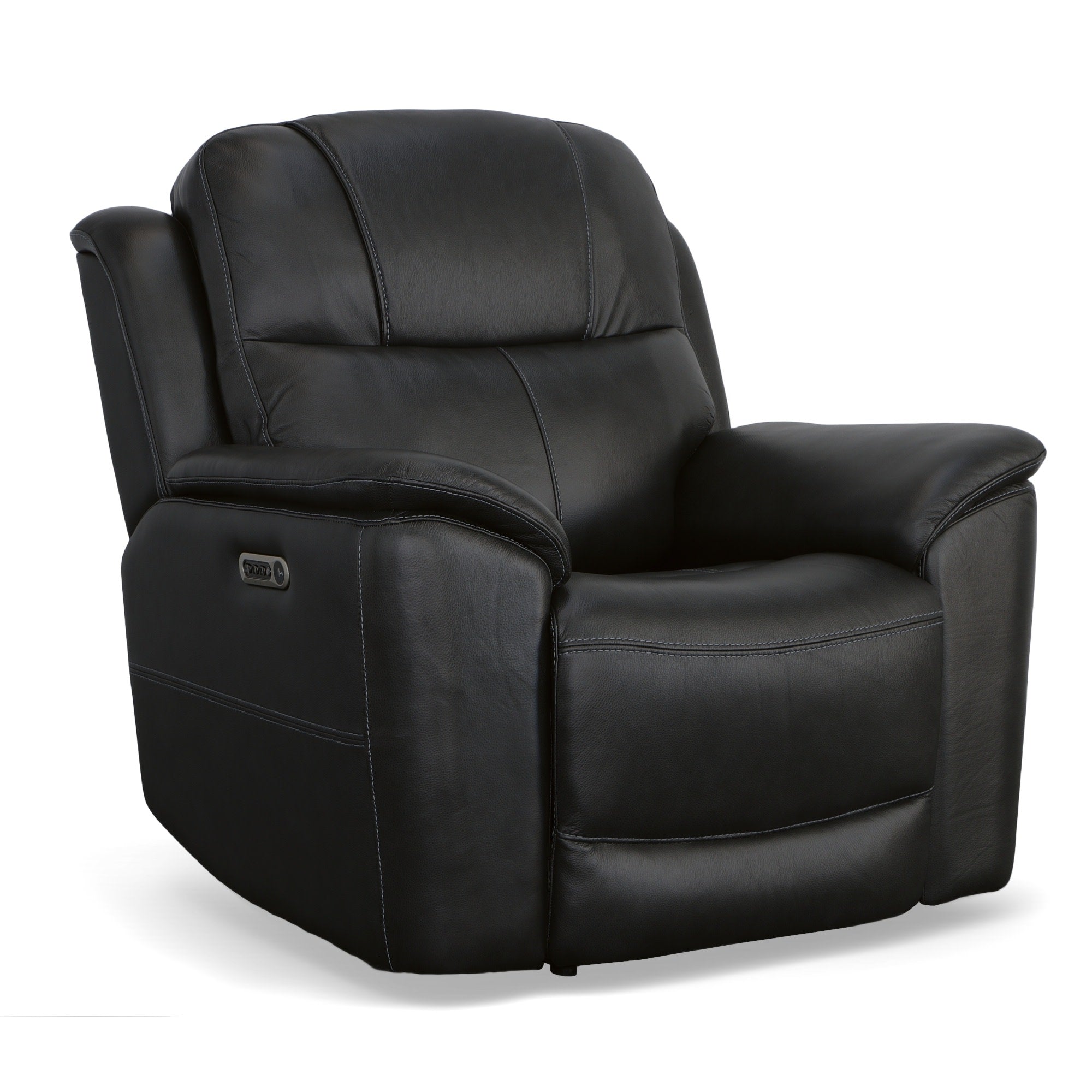 Crew Raven Leather Power Recliner with Power Headrest & Lumbar