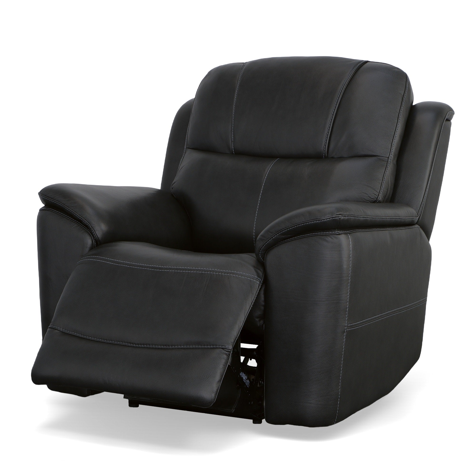 Crew Raven Leather Power Recliner with Power Headrest & Lumbar