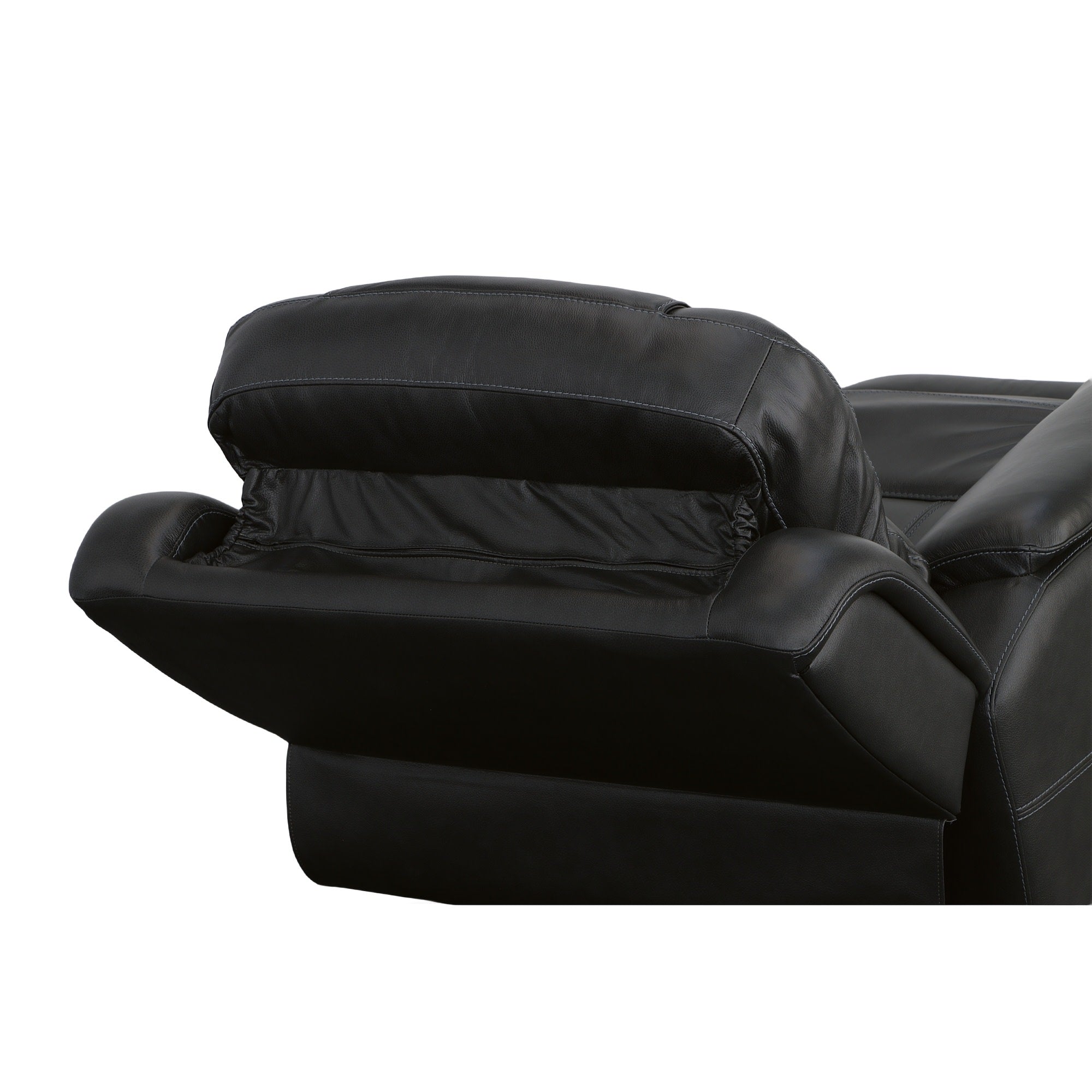 Crew Raven Leather Power Recliner with Power Headrest & Lumbar