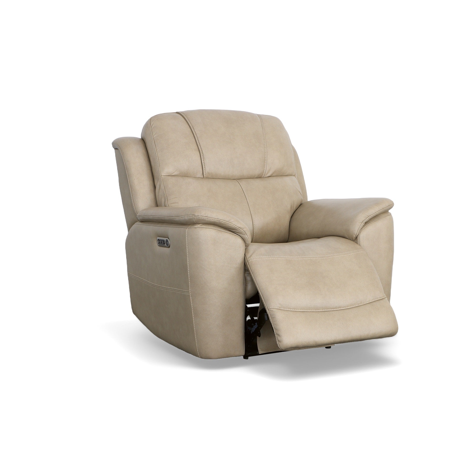 Crew Pebble Leather Power Recliner with Power Headrest & Lumbar