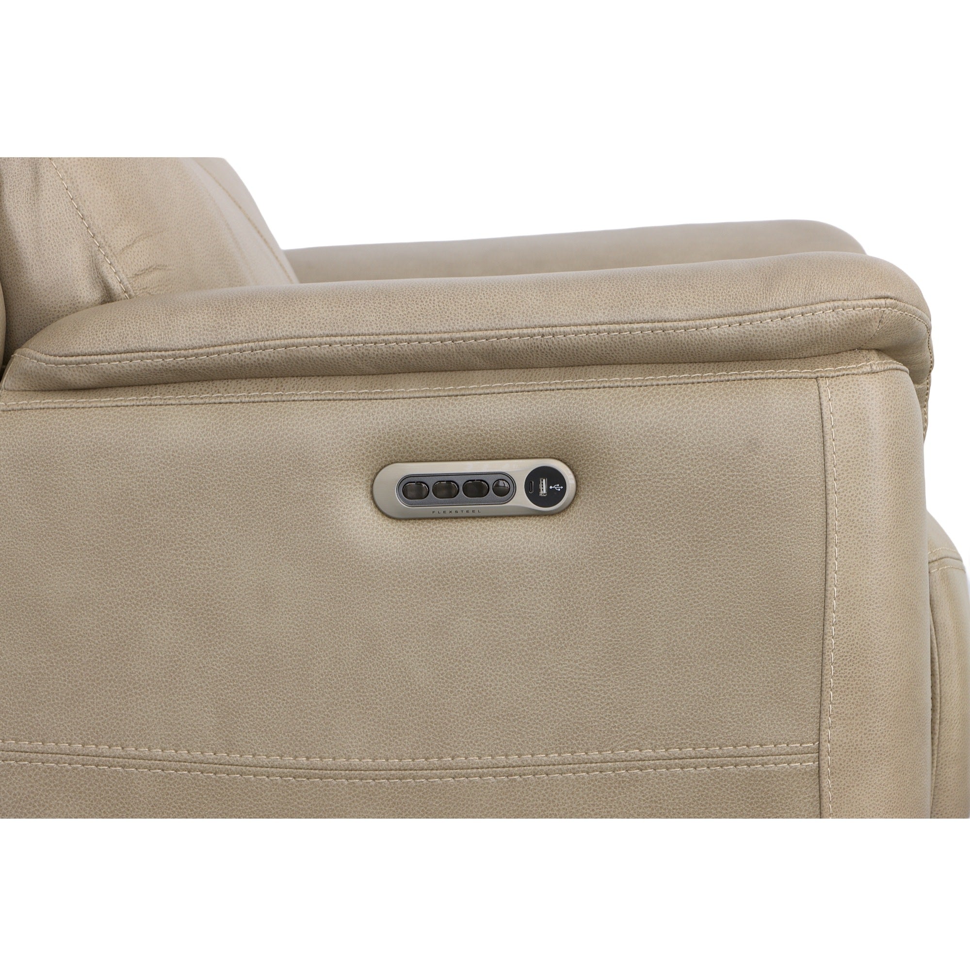 Crew Pebble Leather Power Recliner with Power Headrest & Lumbar