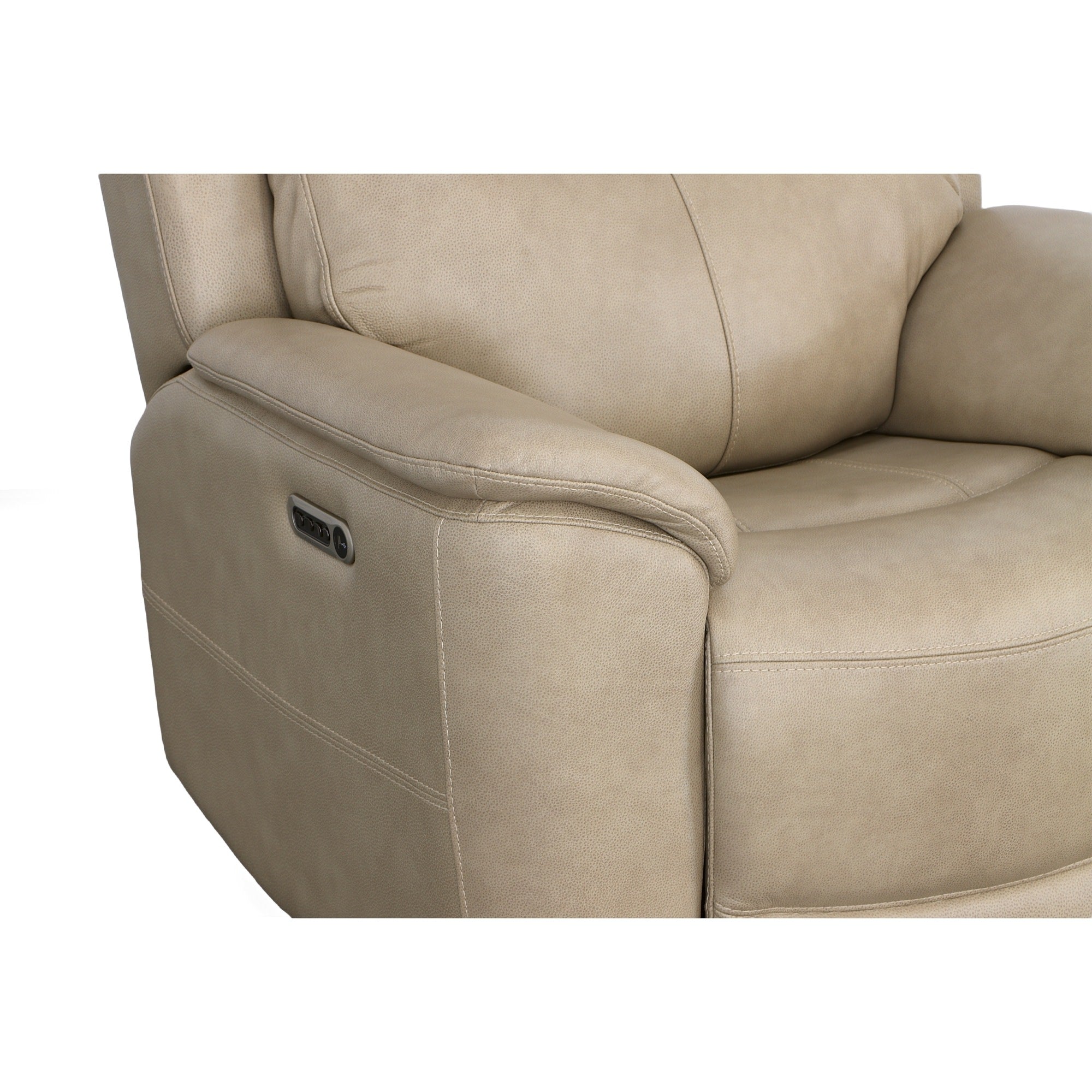 Crew Pebble Leather Power Recliner with Power Headrest & Lumbar